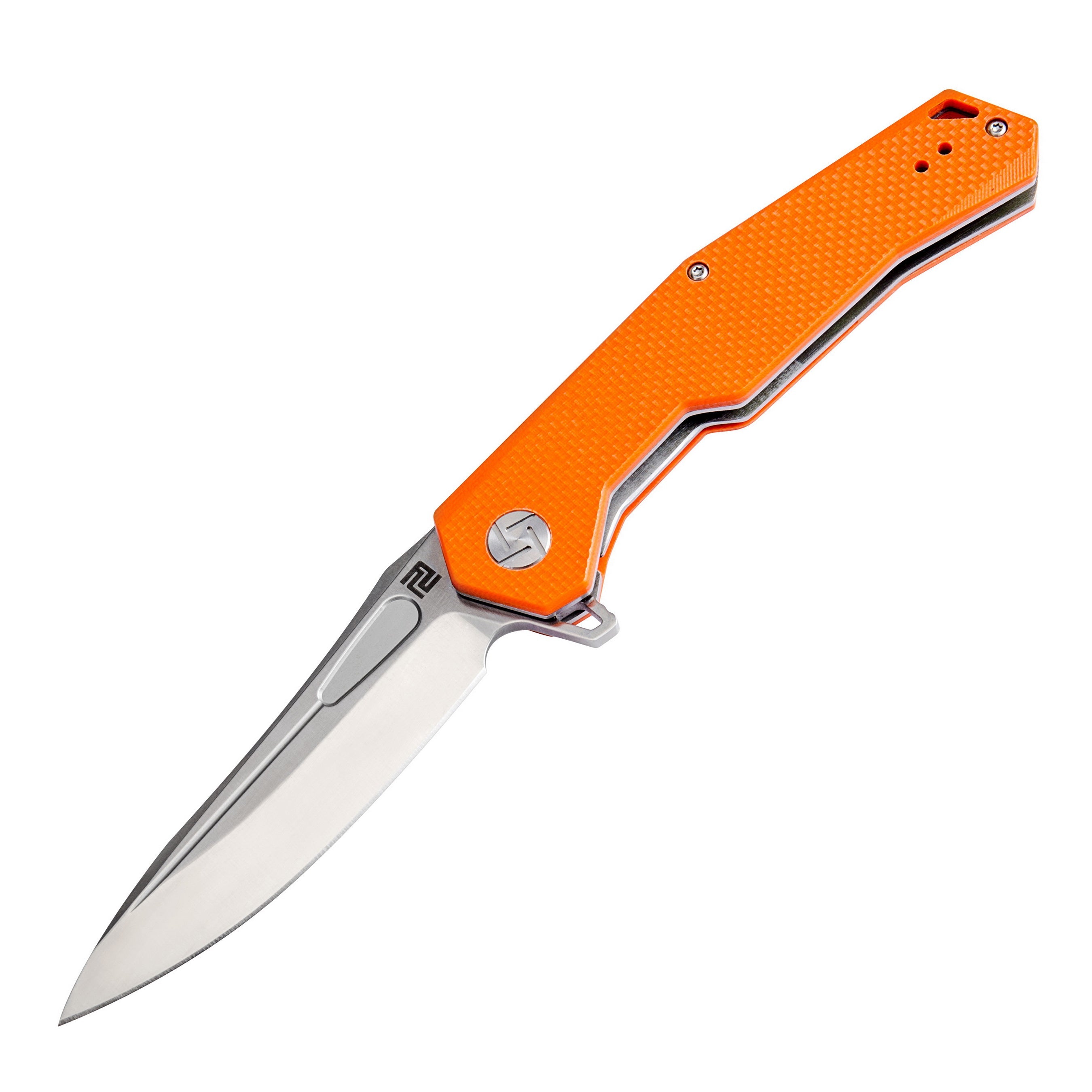 Zumwalt(ATZ-1808P)G10 Flat Orange folding knife with steel blade