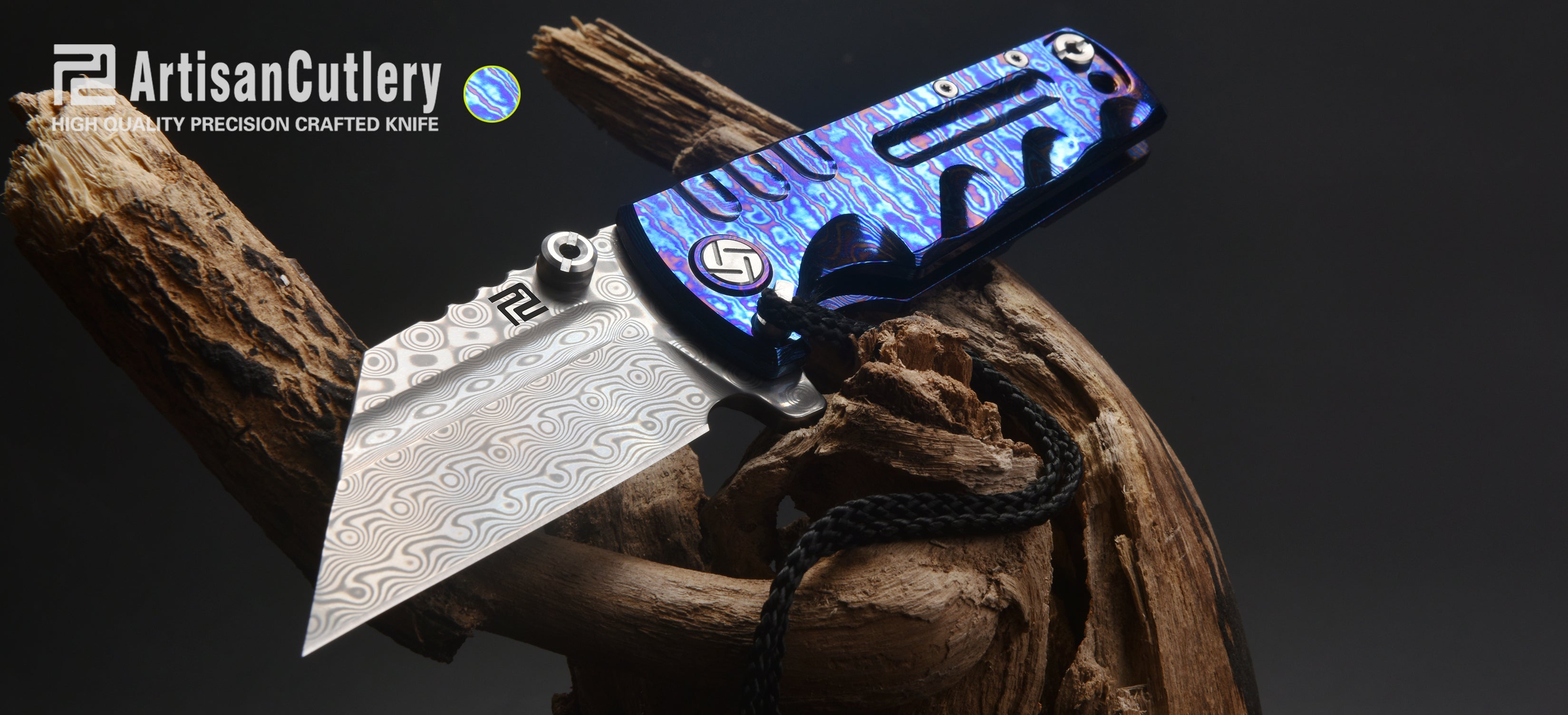 Artisan Cutlery Proponent folding knife with titanium Damascus handle