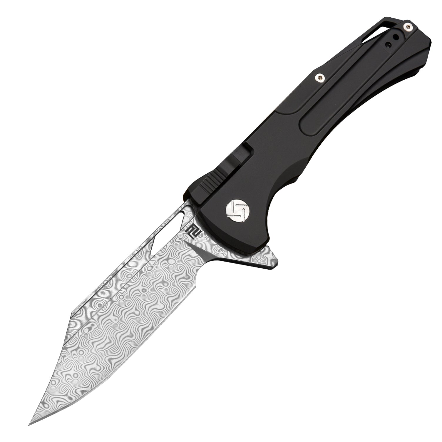 Artisan Cutlery Blowback 1822GD folding knife with Damascus blade