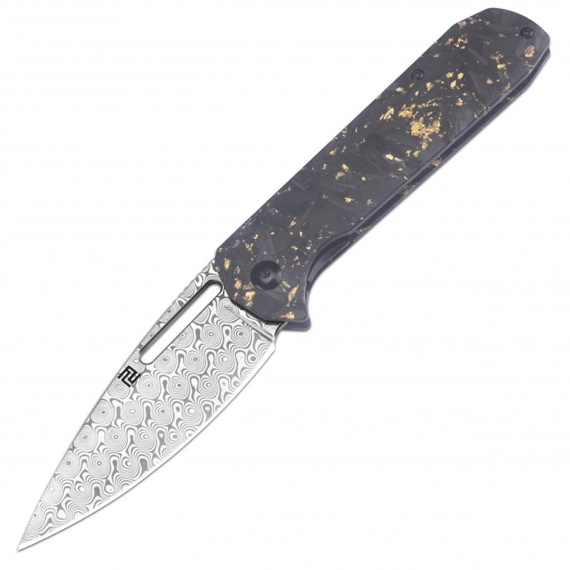 Artisan Cutlery Arion 1843GD folding knife with Damascus blade