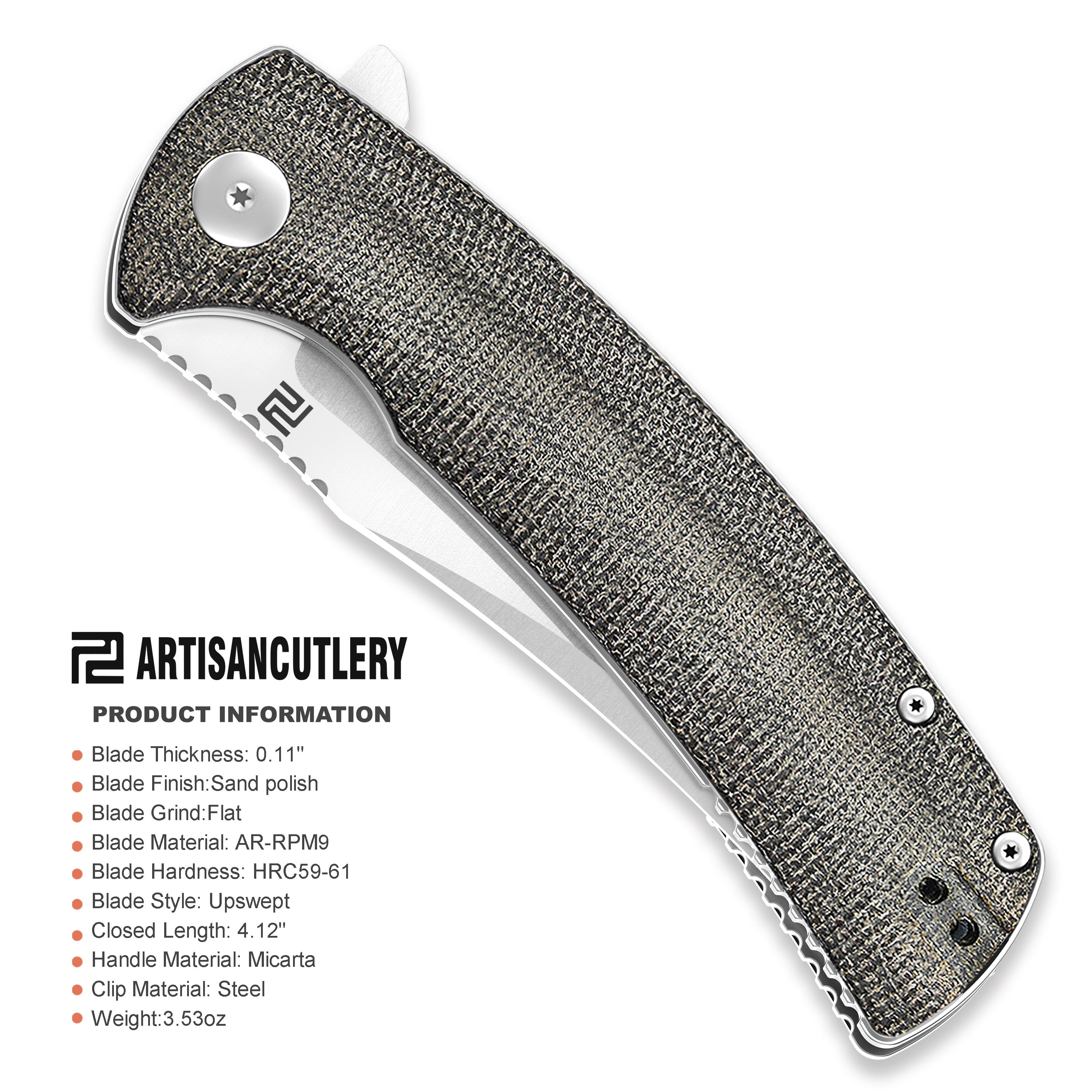 Artisan Cutlery Arroyo 1845P folding knife side view