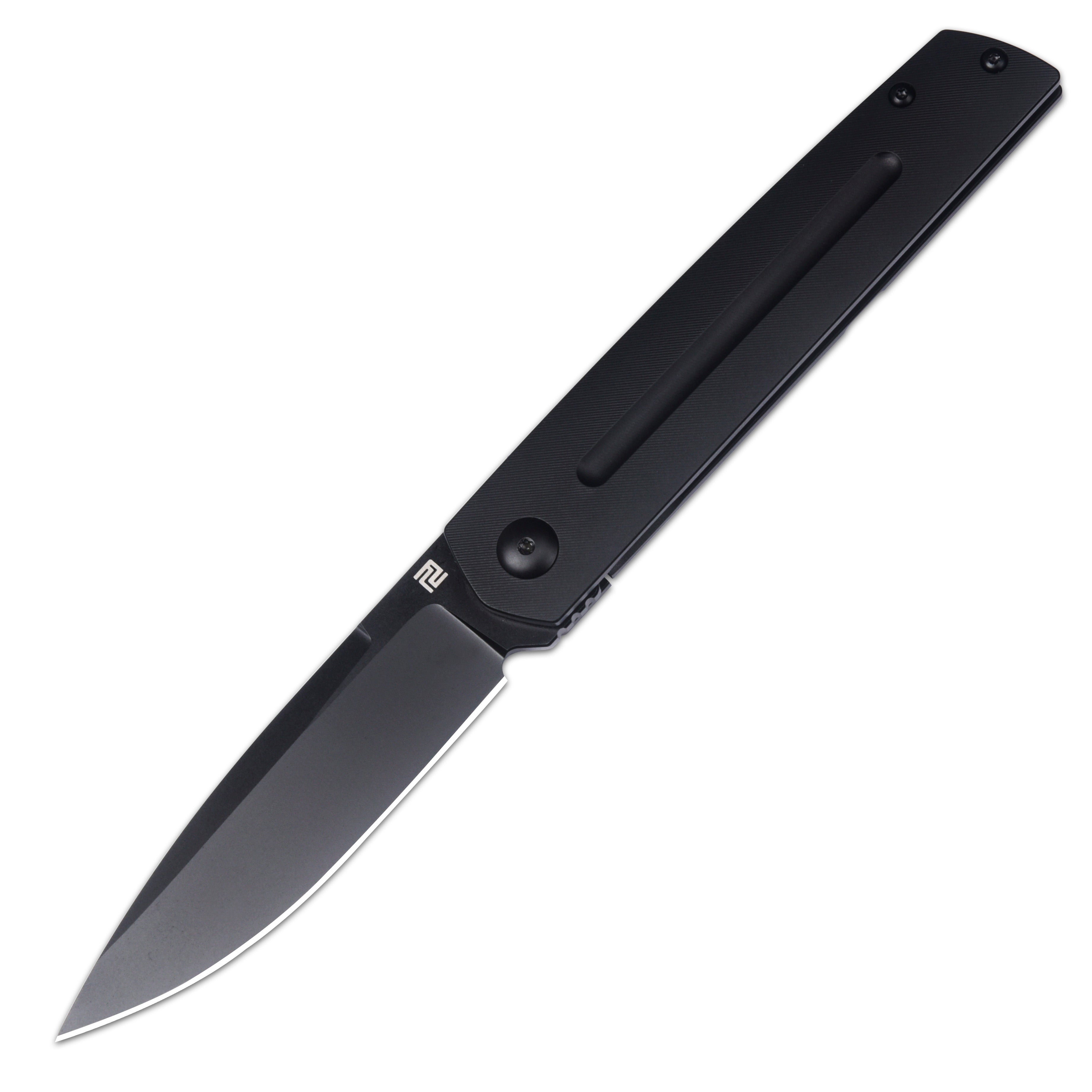 Artisan Cutlery Sirius 1849G folding knife with CPM-20CV black PVD blade