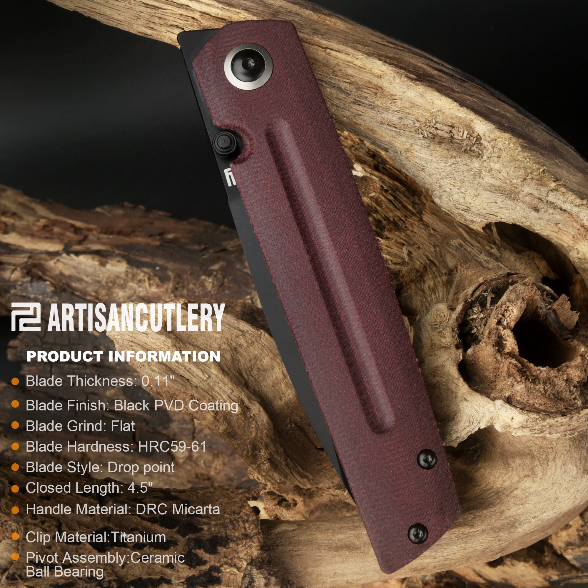 Artisan Cutlery Sirius 1849P folding knife side view