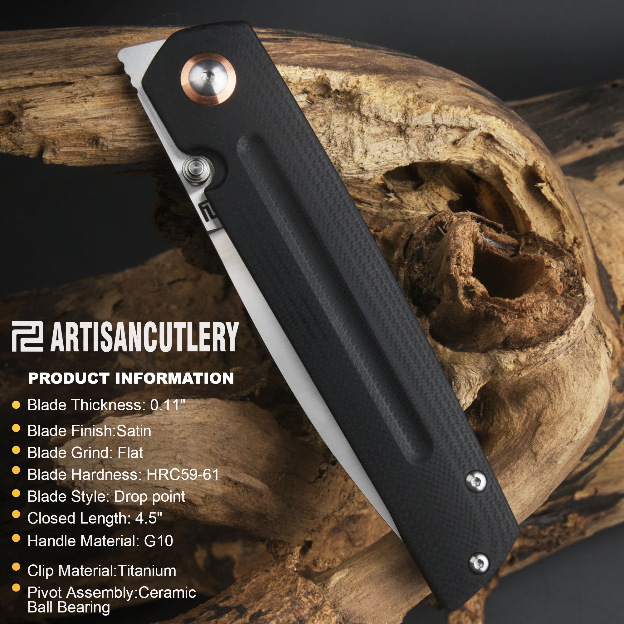 Artisan Cutlery Sirius 1849P folding knife with G10 handle
