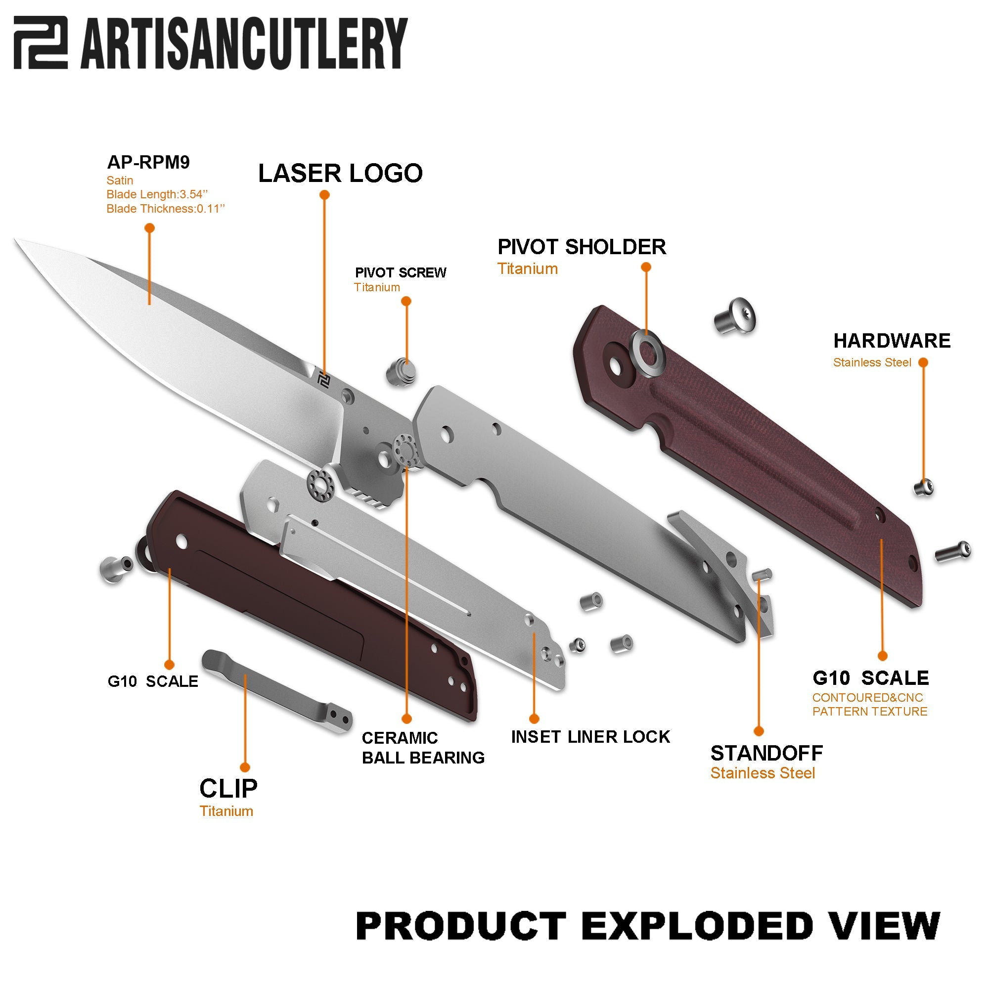 Artisan Cutlery Sirius 1849P handle close-up