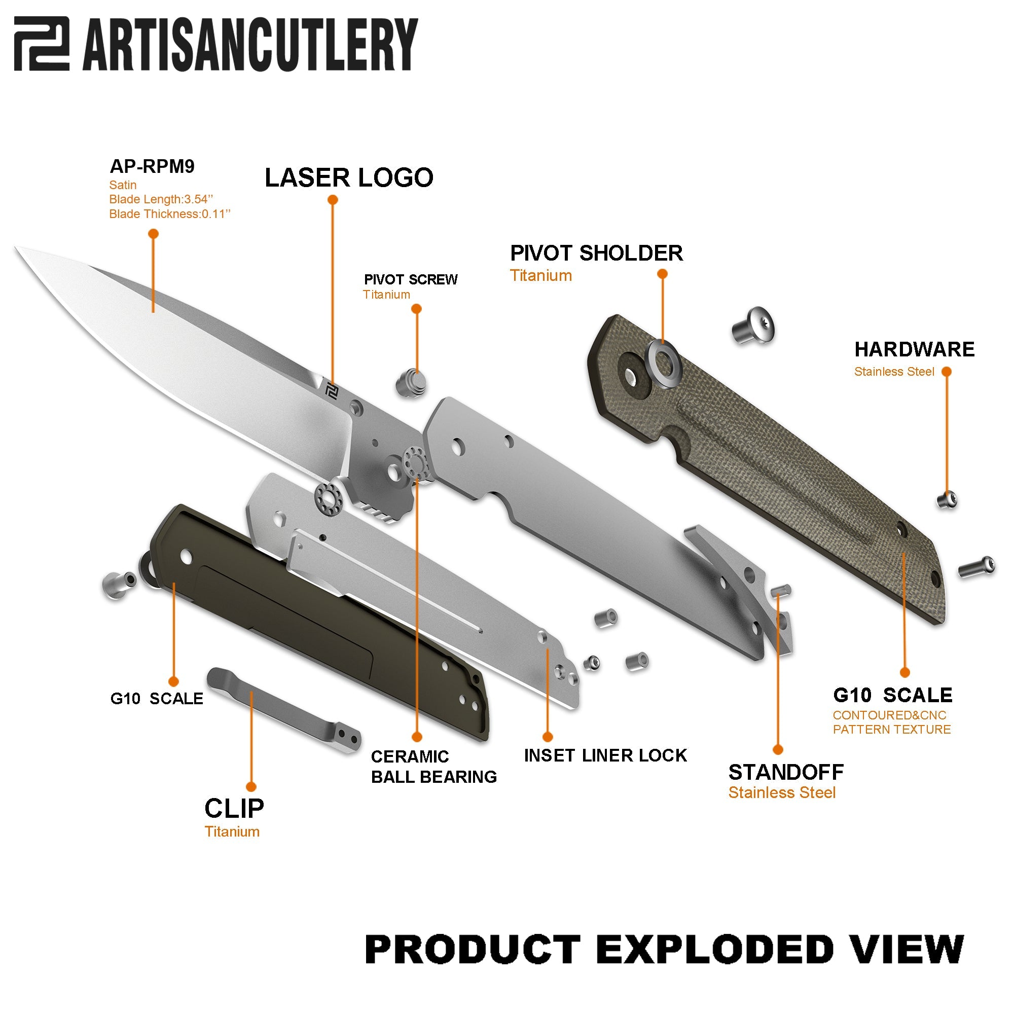 Artisan Cutlery Sirius 1849P folding knife product image