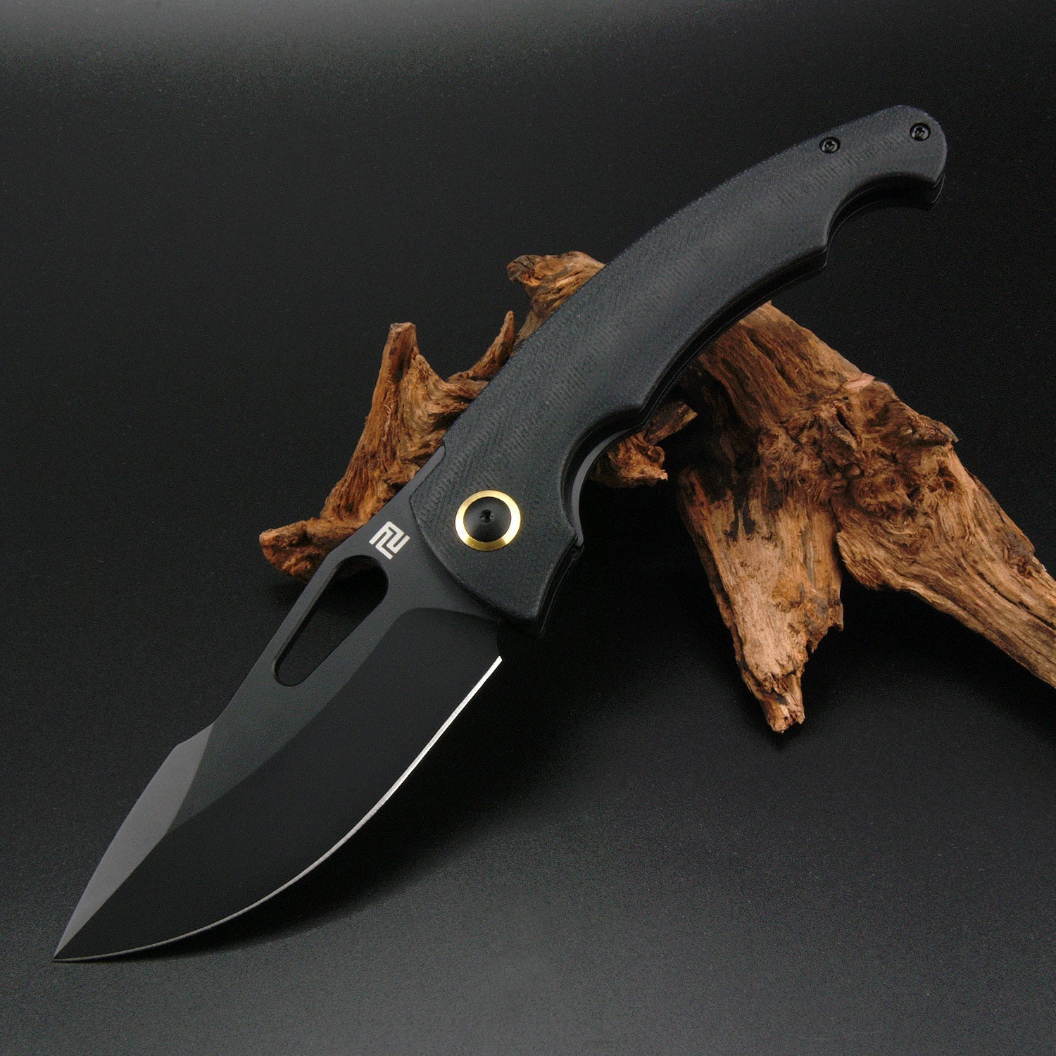 Artisan Cutlery Xcellerator 1860P folding knife with black Micarta handle