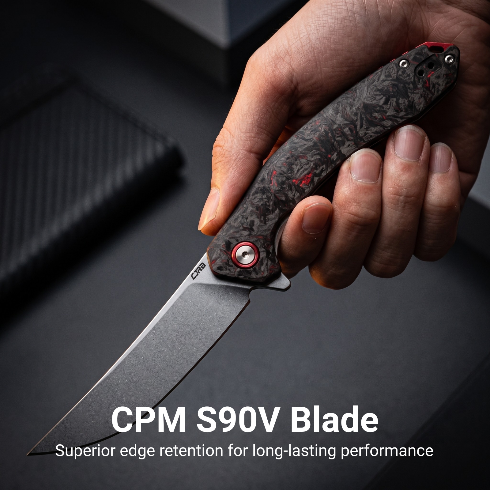 [LIMITED 30 PCS] CJRB Gobi Flipper & Liner Lock Fat Carbon Handle (3.5'' CPM S90V Stone Wash Blade) J1906G-DM (Exclusive)