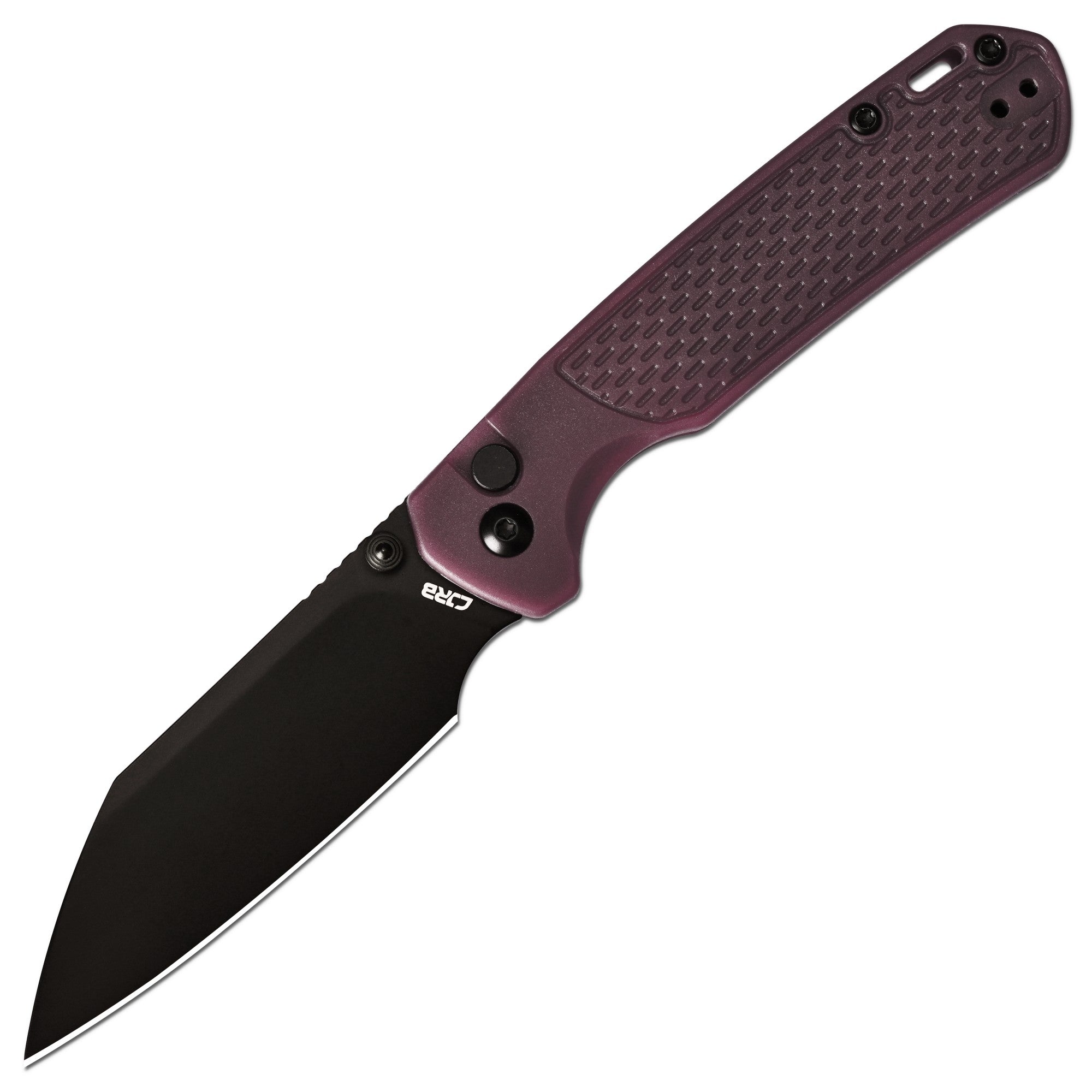 CJRB Pyrite-Light Thumb Stud & Button Lock EDC Knife, Thermochromic FRN Handle (Brown to Red), 3.34'' AR-RPM9 Black PVD Coating Blade, J1945-BRD