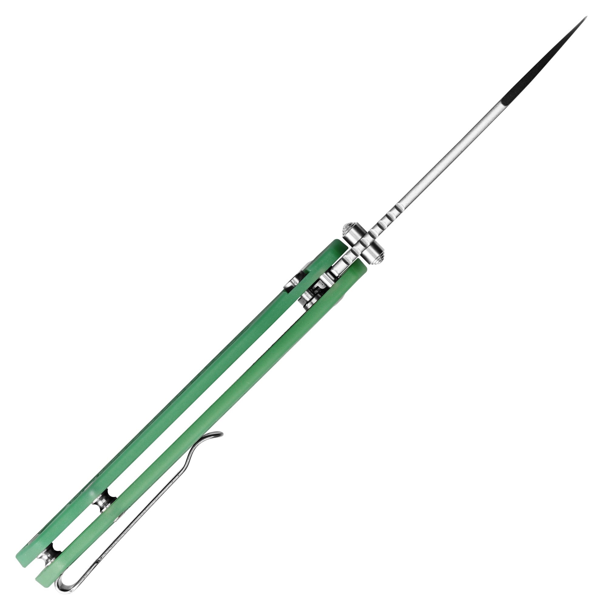 CJRB Pyrite-Light Thumb Stud & Button Lock EDC Knife, Thermochromic FRN Handle (Dark Green to Light Green), 3.34'' AR-RPM9 Stonewashed Blade, J1945-DLG