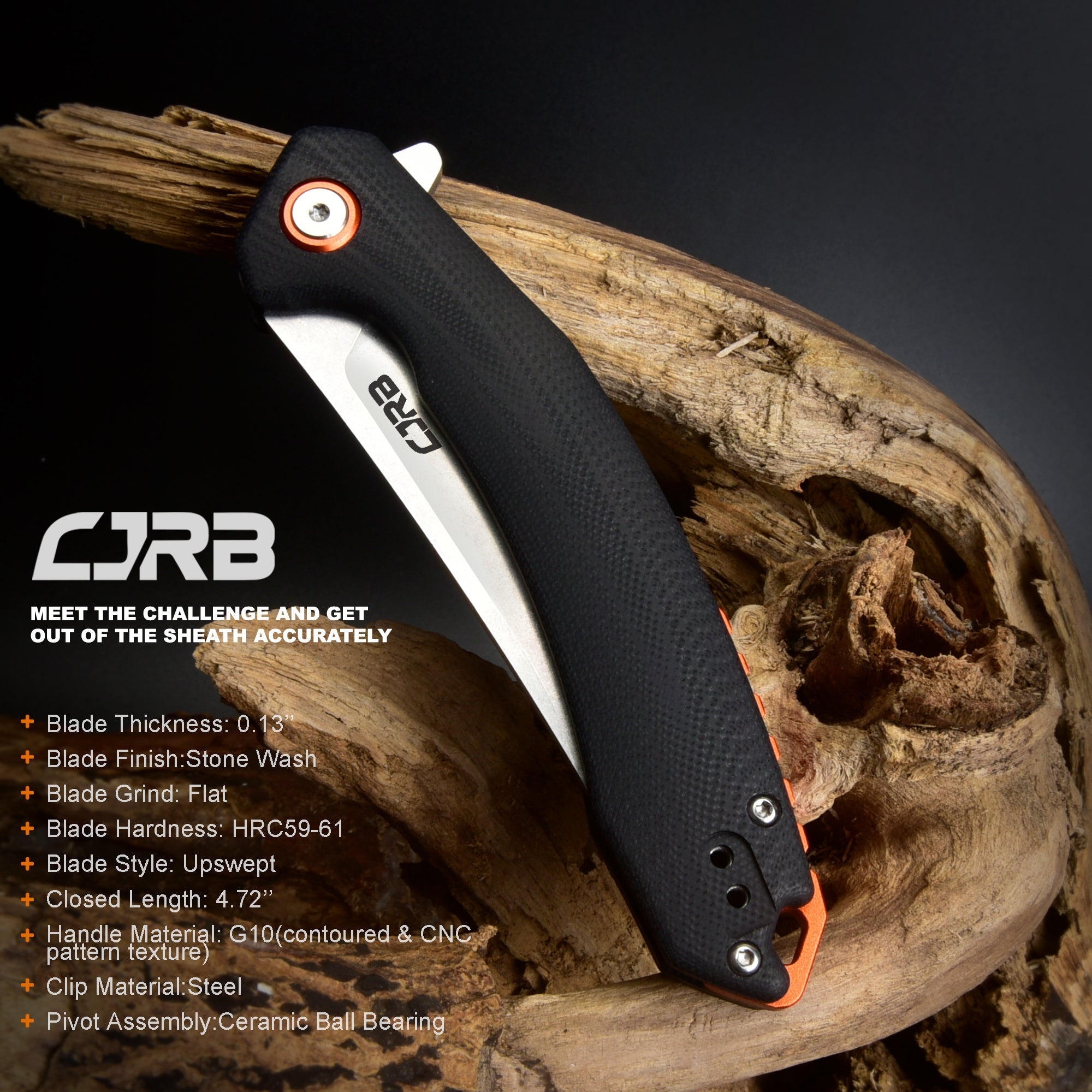 CJRB Gobi J1906-BKC folding knife with black G10 handle