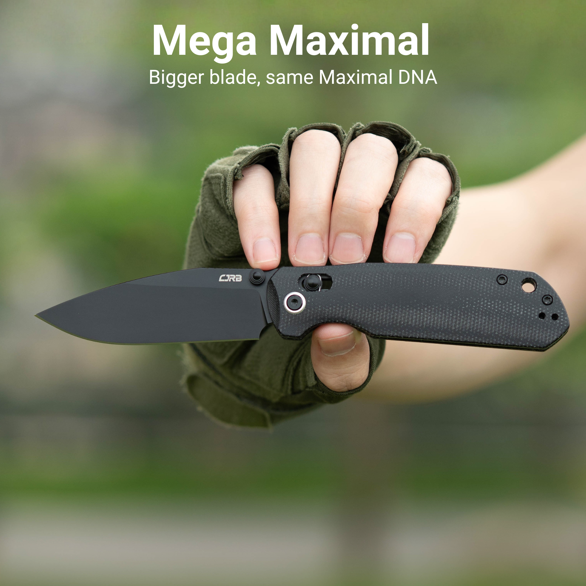CJRB Mega Maximal J1954L-BBK folding knife with black Micarta handle