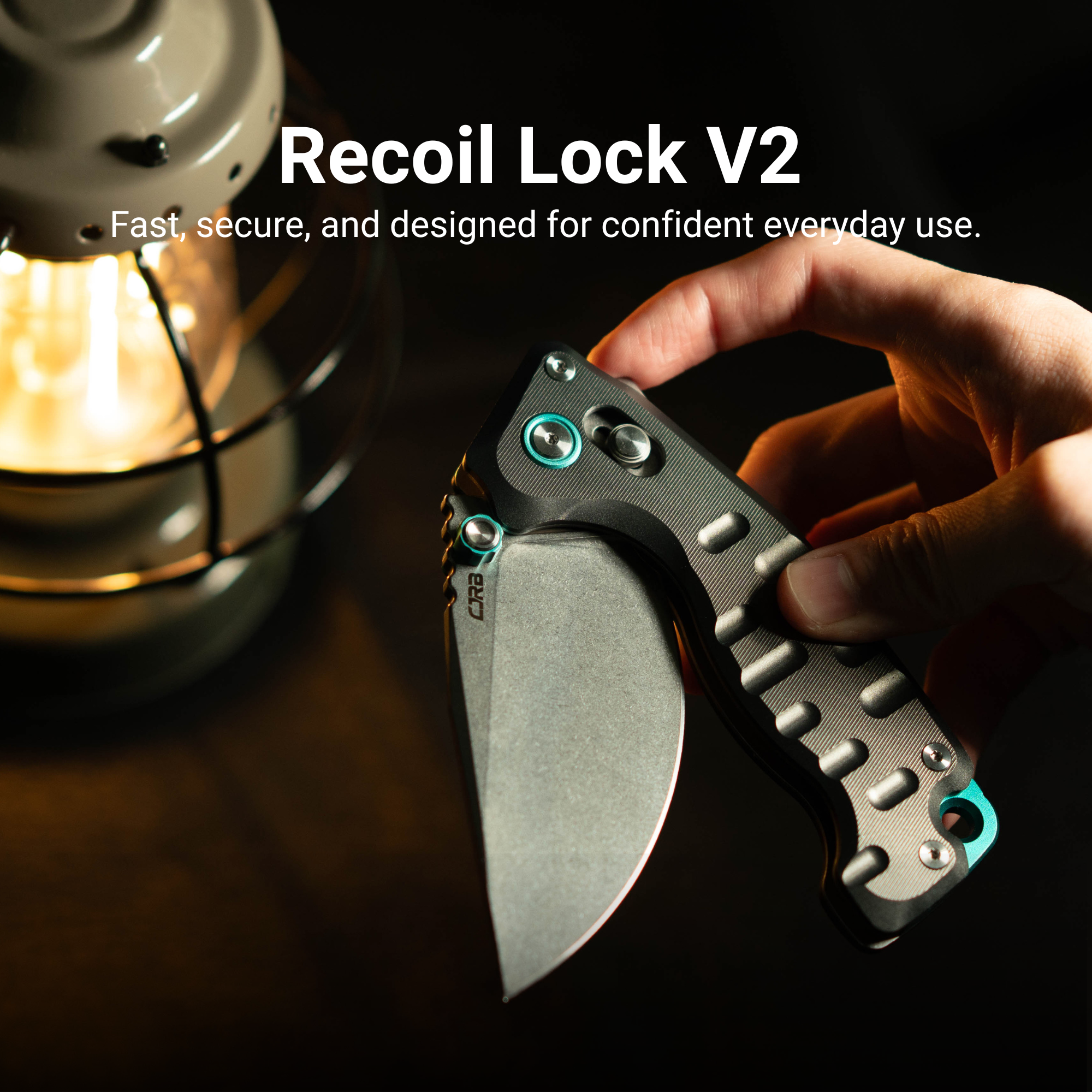CJRB Doubletap Thumb Stud & Recoil Lock V2 Tatical Knife Gray 7075-T6 Aluminum Handle(3.86'' D2 Stone Wash Blade) J1970-GAL (Exclusive)
