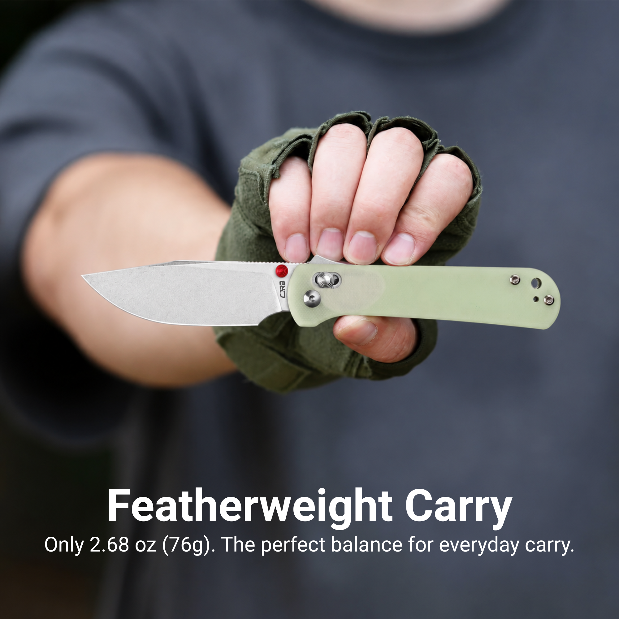 CJRB Bolt J1960-GD folding knife with glow-in-the-dark G10 handle