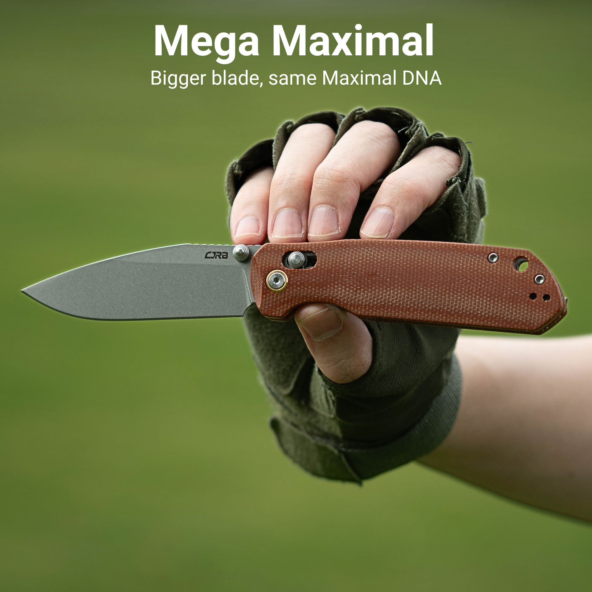 CJRB Mega Maximal J1954L-BN folding knife with brown Micarta handle