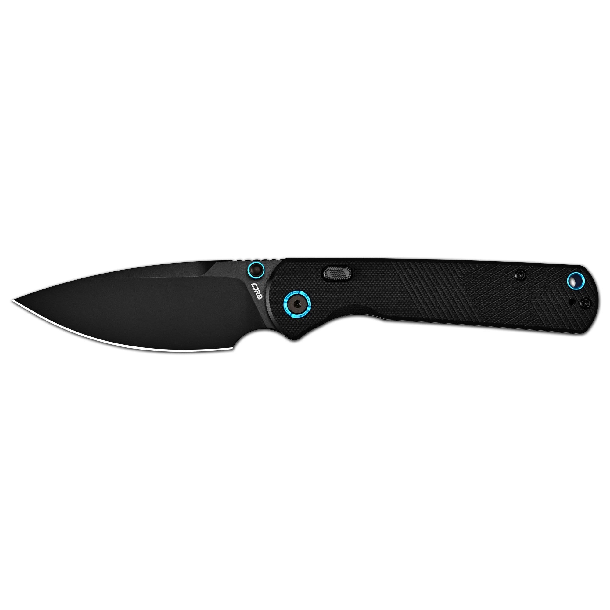 CJRB Latitude Thumb Stud & Top Liner Lock EDC Knife Black CNC G10 Textured Handle(3.47'' AR-RPM9 Steel Black PVD Coating Blade) J1975-BBK