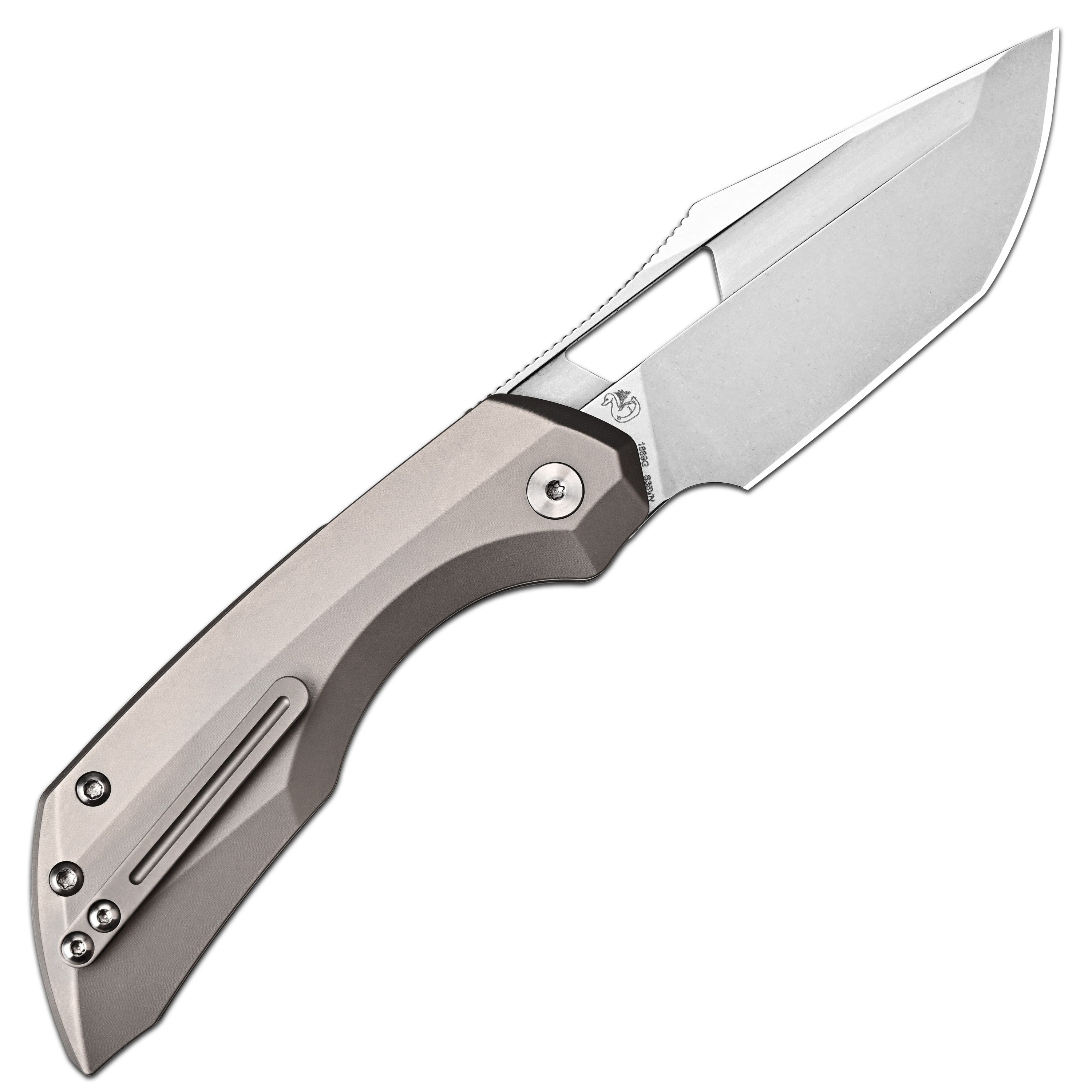 Artisan Cutlery Mousebird Thumb Hole Top Liner Lock EDC Knife Titanium Handle Titanium Clip(3'' CPM S35VN Stone Wash Blade ) 1889G-GY