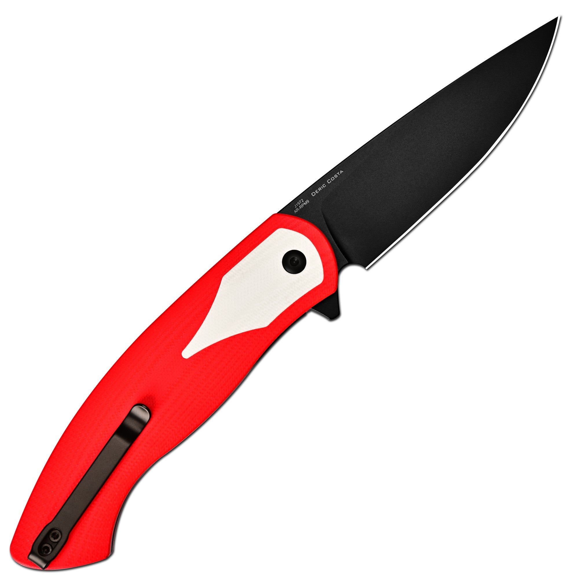 CJRB Rodayo J1972-RWH black PVD drop point blade detail