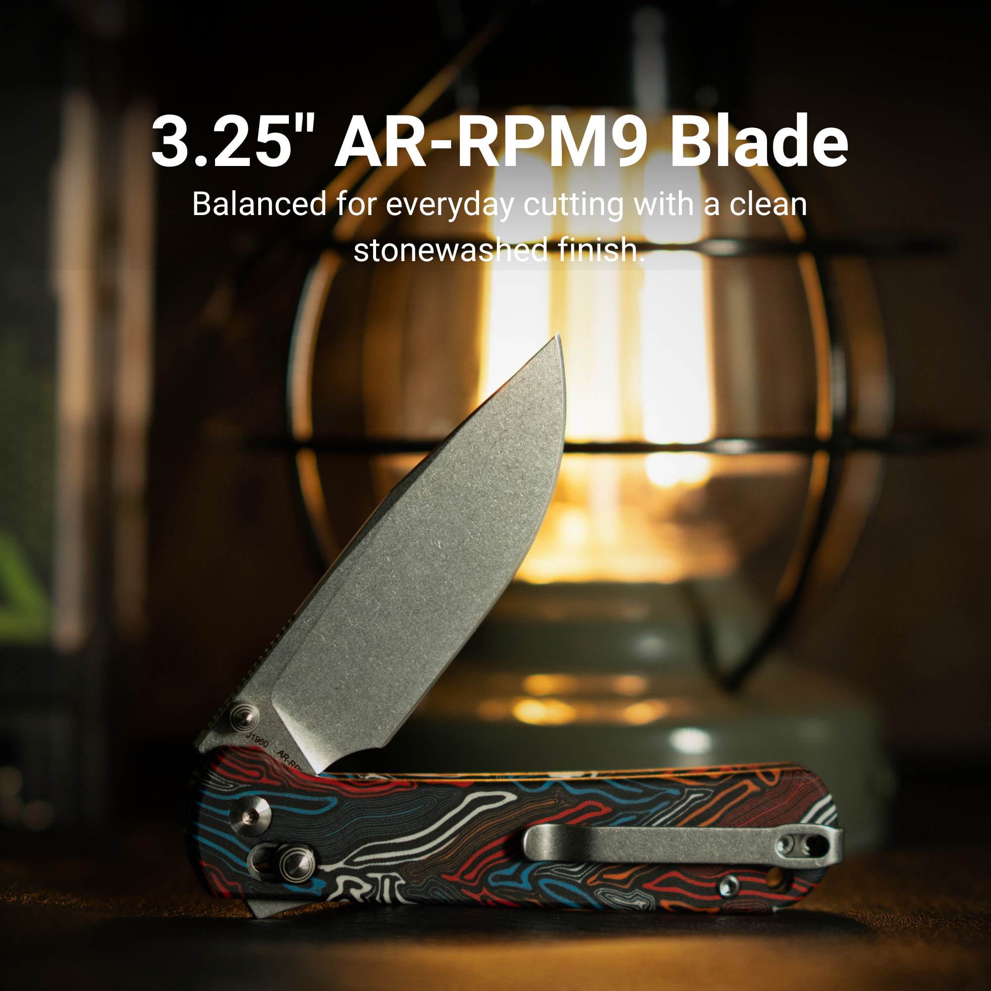 CJRB Bolt Recoil Lock V2 & Thumb Stud G-Mascus Handle (3.25'' Stone Wash AR-RPM9 Blade) J1960-FB (Exclusive)