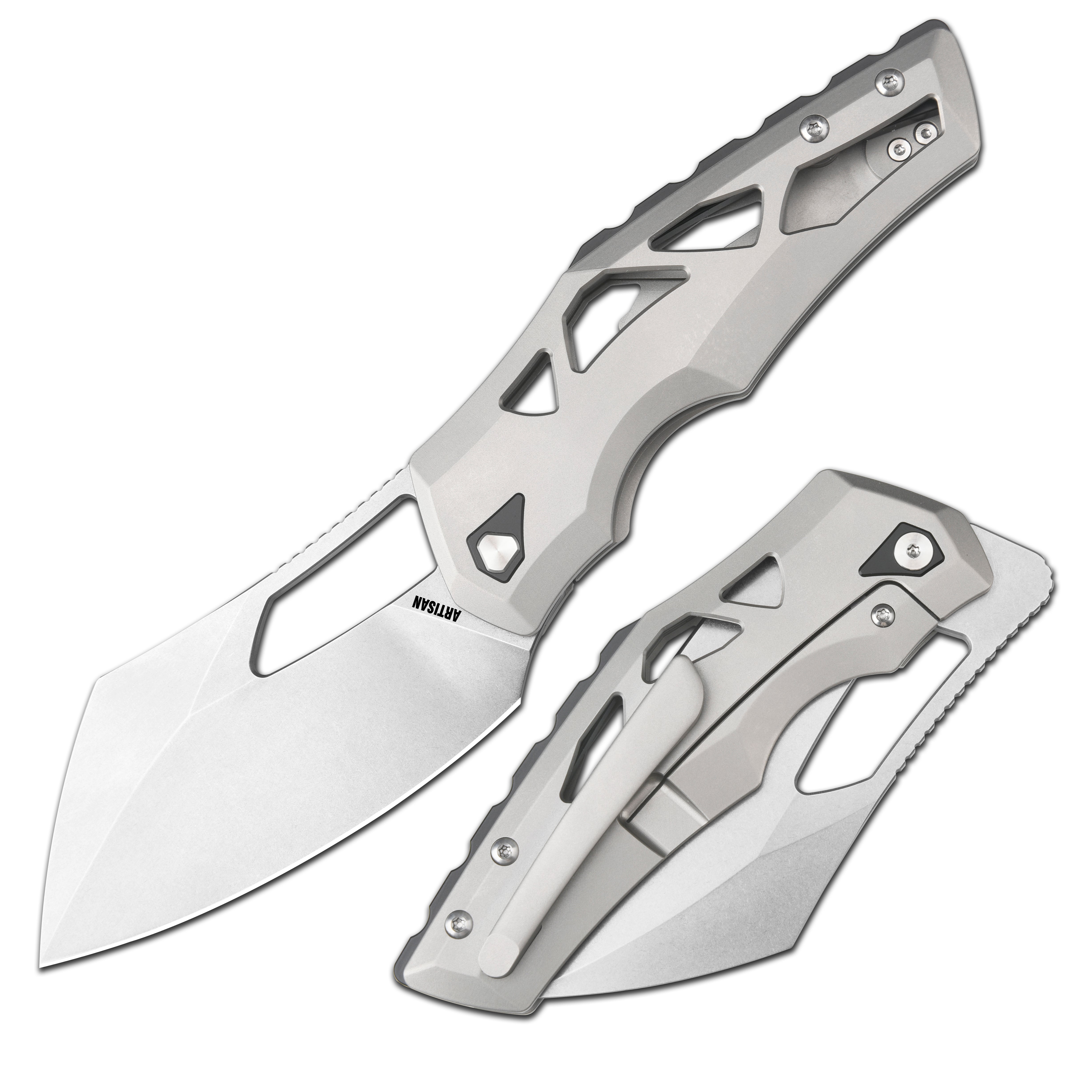 Artisan Cutlery Tortoise 1884G folding knife with black titanium handle