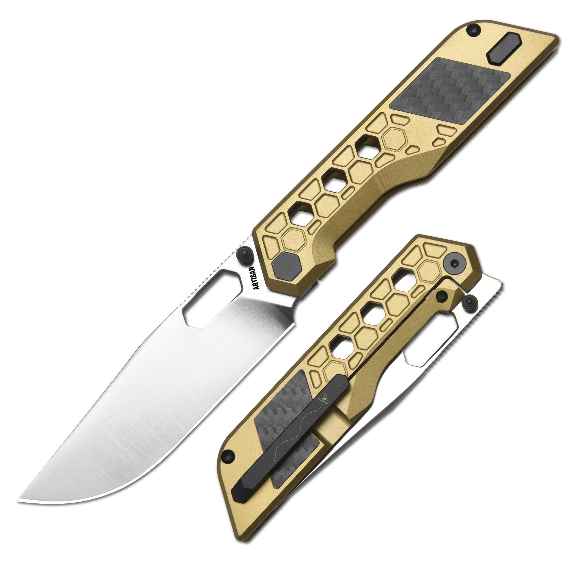 Artisan Cutlery Beest 1878G folding knife with titanium handle