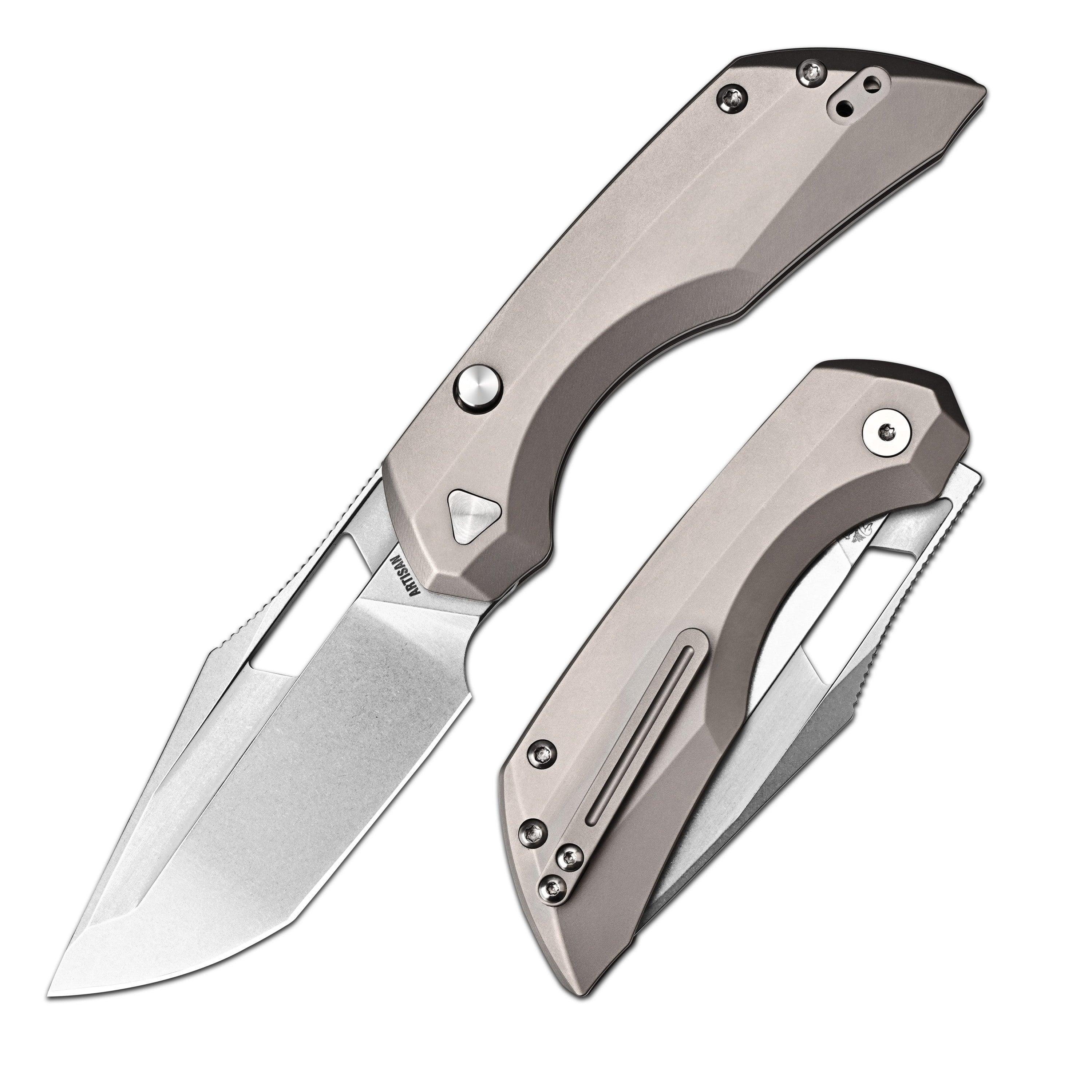 Artisan Cutlery Mousebird 1889G-GY folding knife detail view