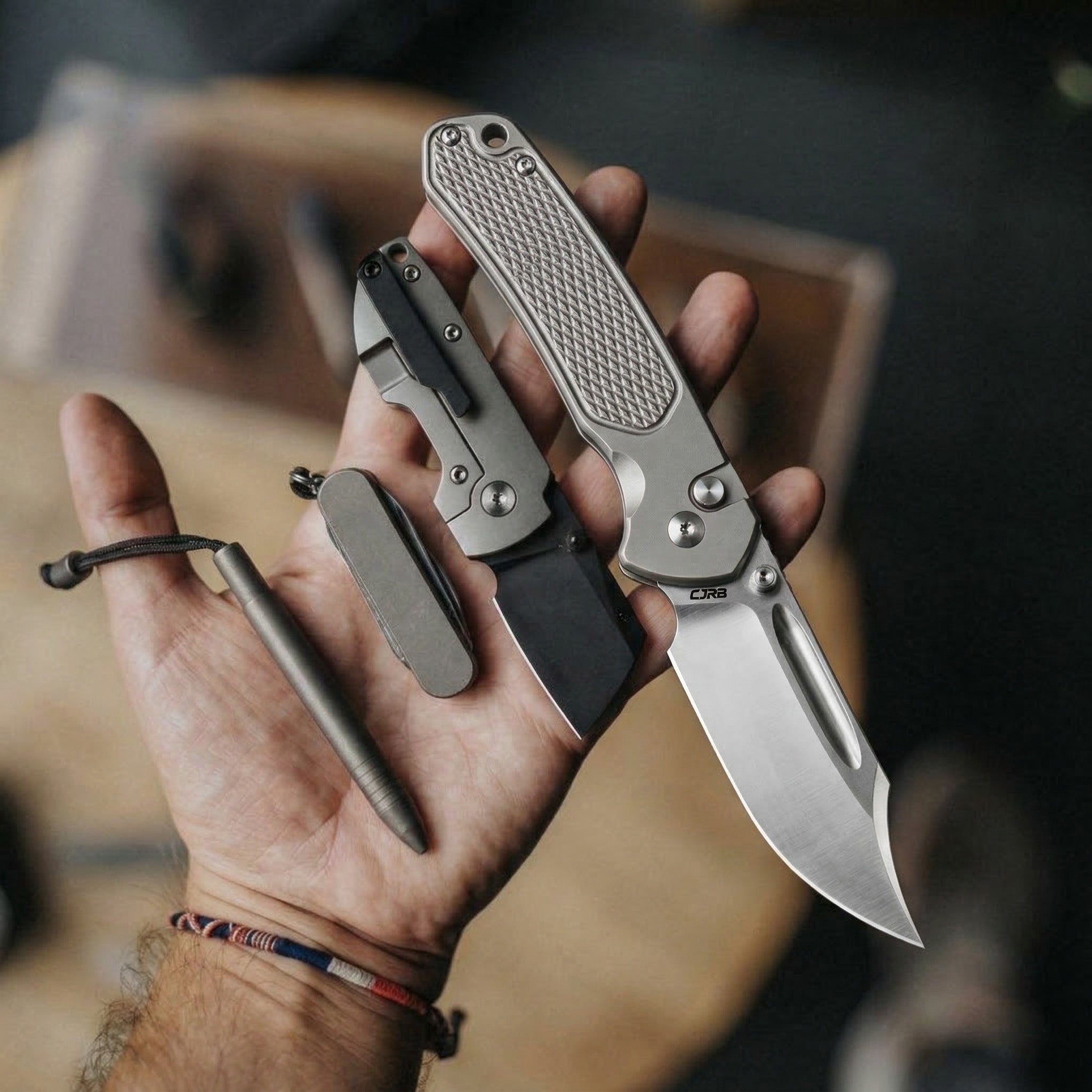CJRB Bowie Pyrite J1942T handle detail