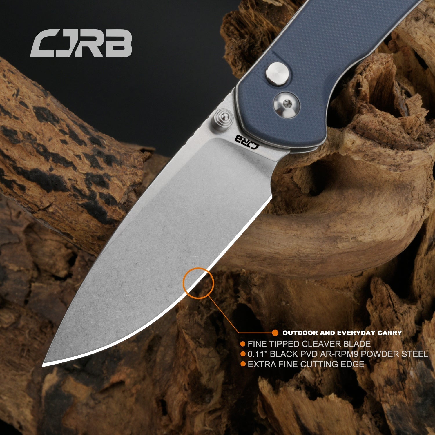 CJRB Pyrite J1925-GY handle close-up