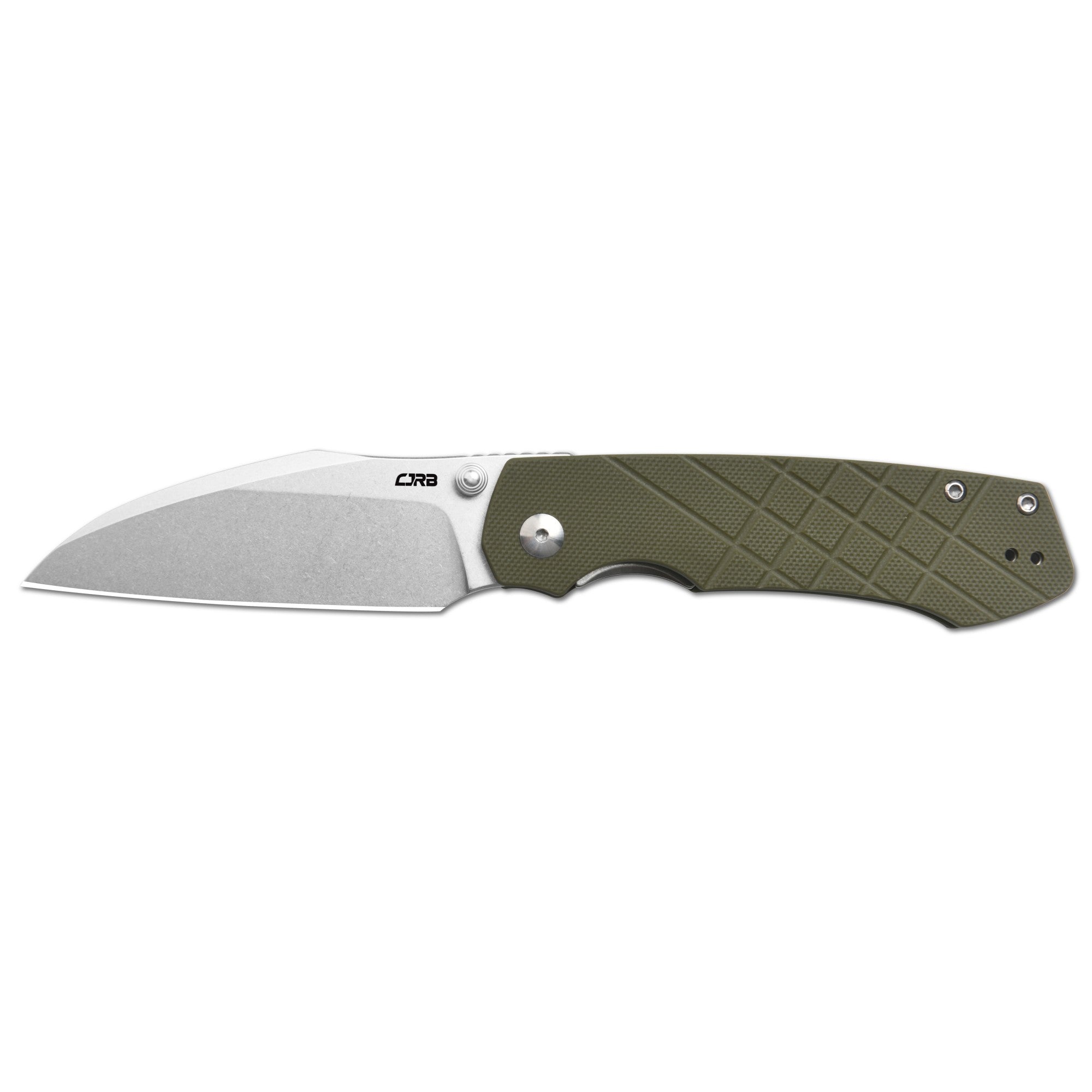 CJRB Kestrel Thumb Stud & Liner Lock Folding Knife Green G10 Handle (3.31'' Stone Wash AR-RPM9 Steel Blade) J1962-GN