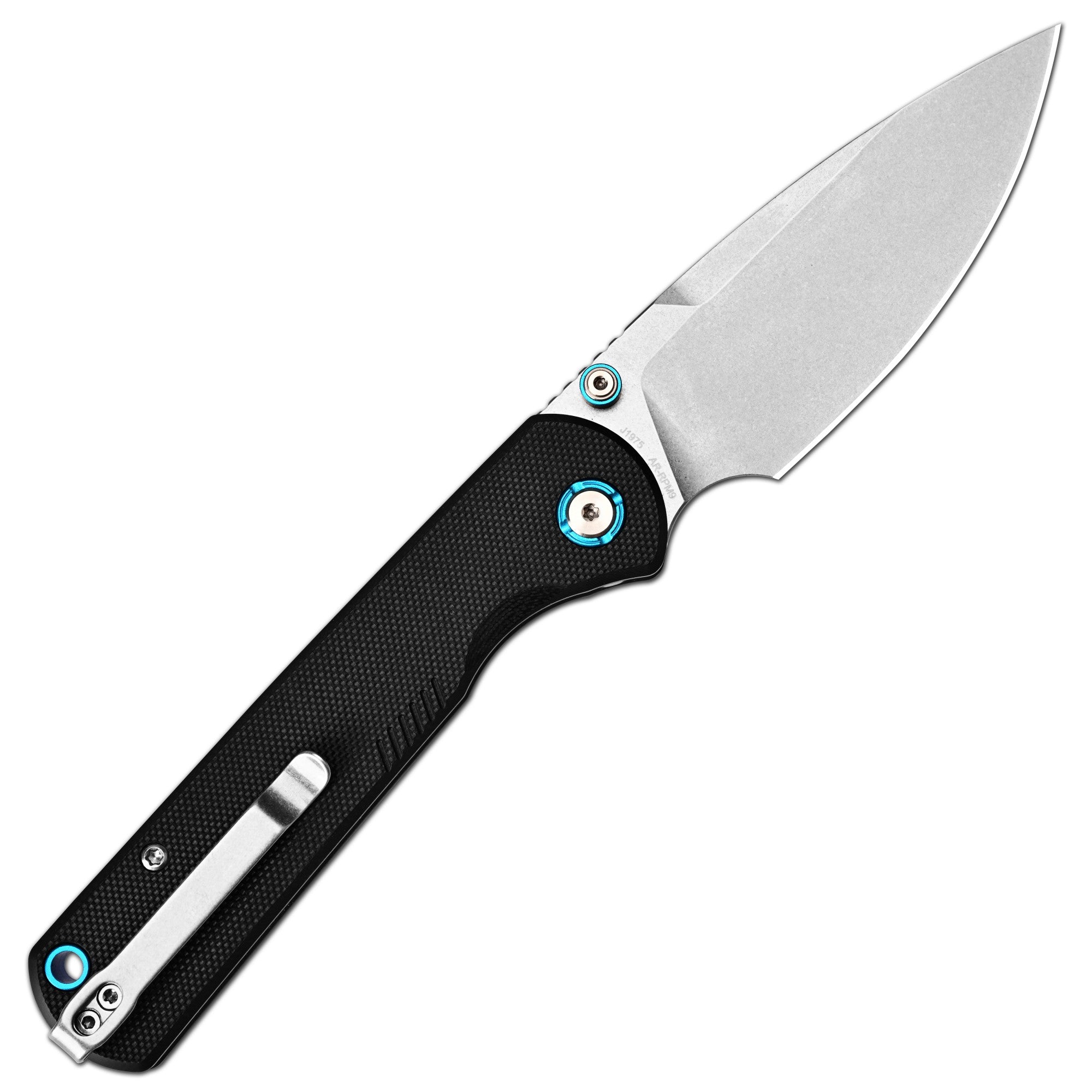 CJRB Latitude Thumb Stud & Top Liner Lock EDC Knife Black G10 Handle(3.47'' AR-RPM9 Steel Stone Wash Blade) J1975-BK
