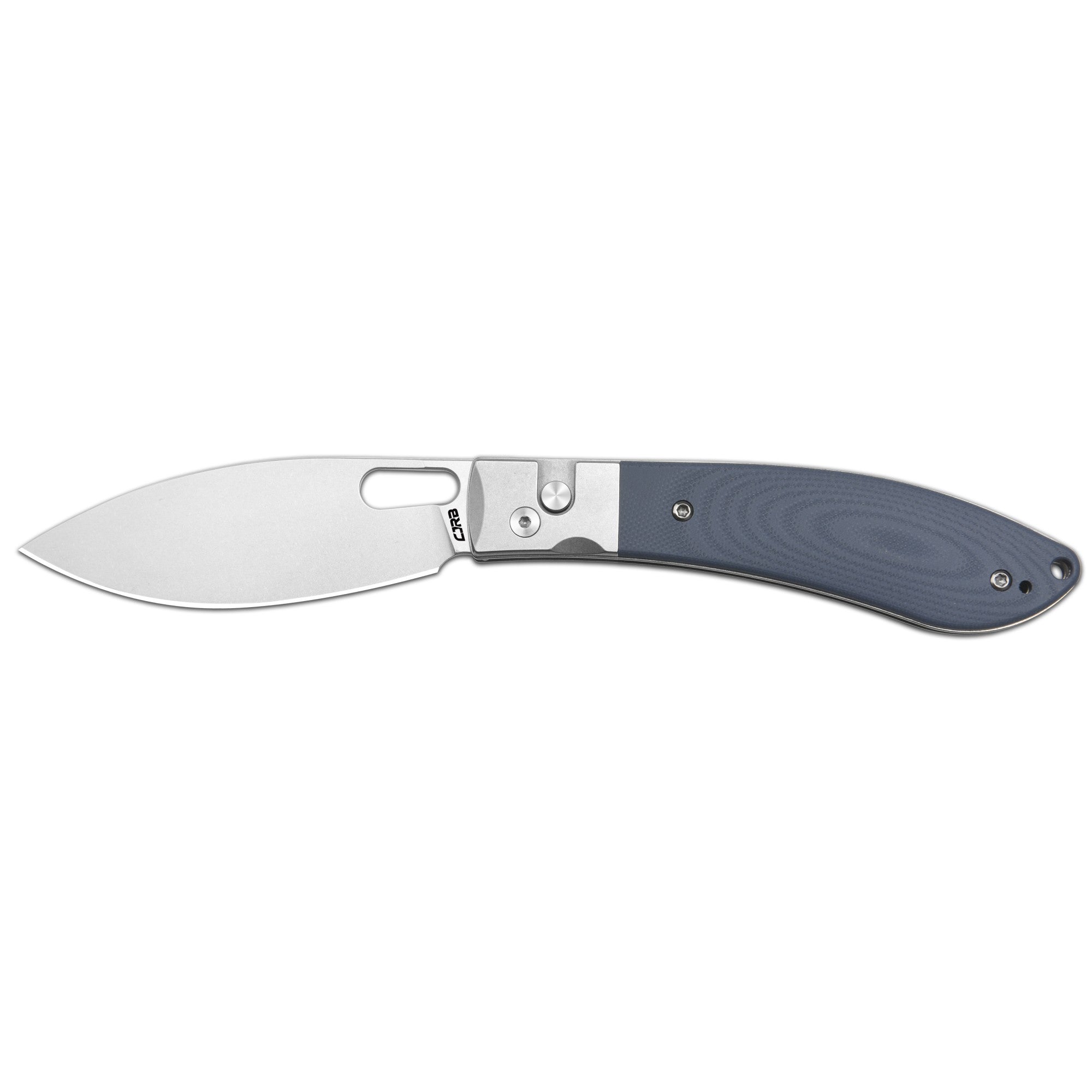 CJRB Sasaya Thumb Hole & Button Lock Folding Knife Gray G10 & Steel Handle (3.5'' Stone Wash AR-RPM9 Steel Blade) J1959-GY