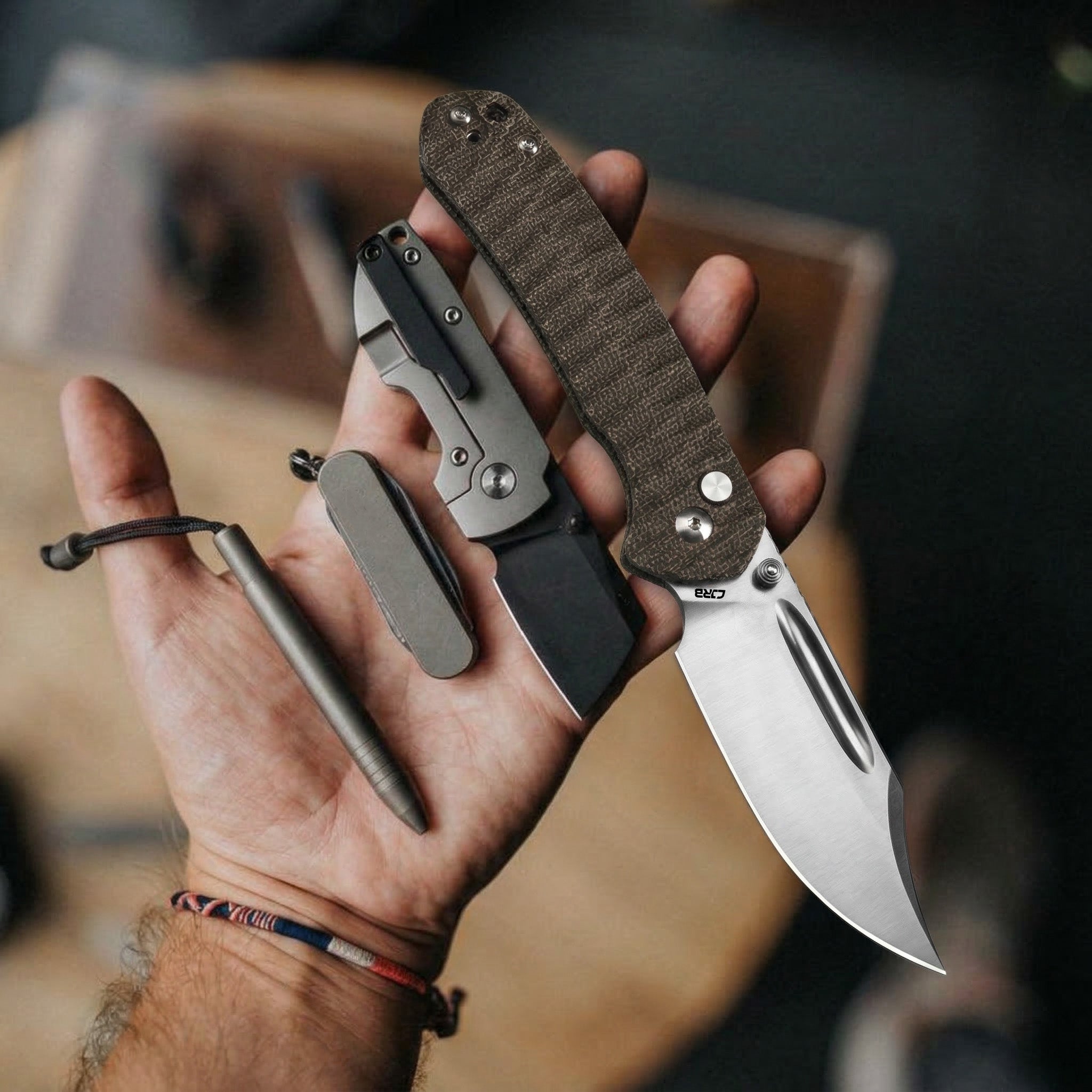 CJRB Bowie Pyrite J1942 blade detail