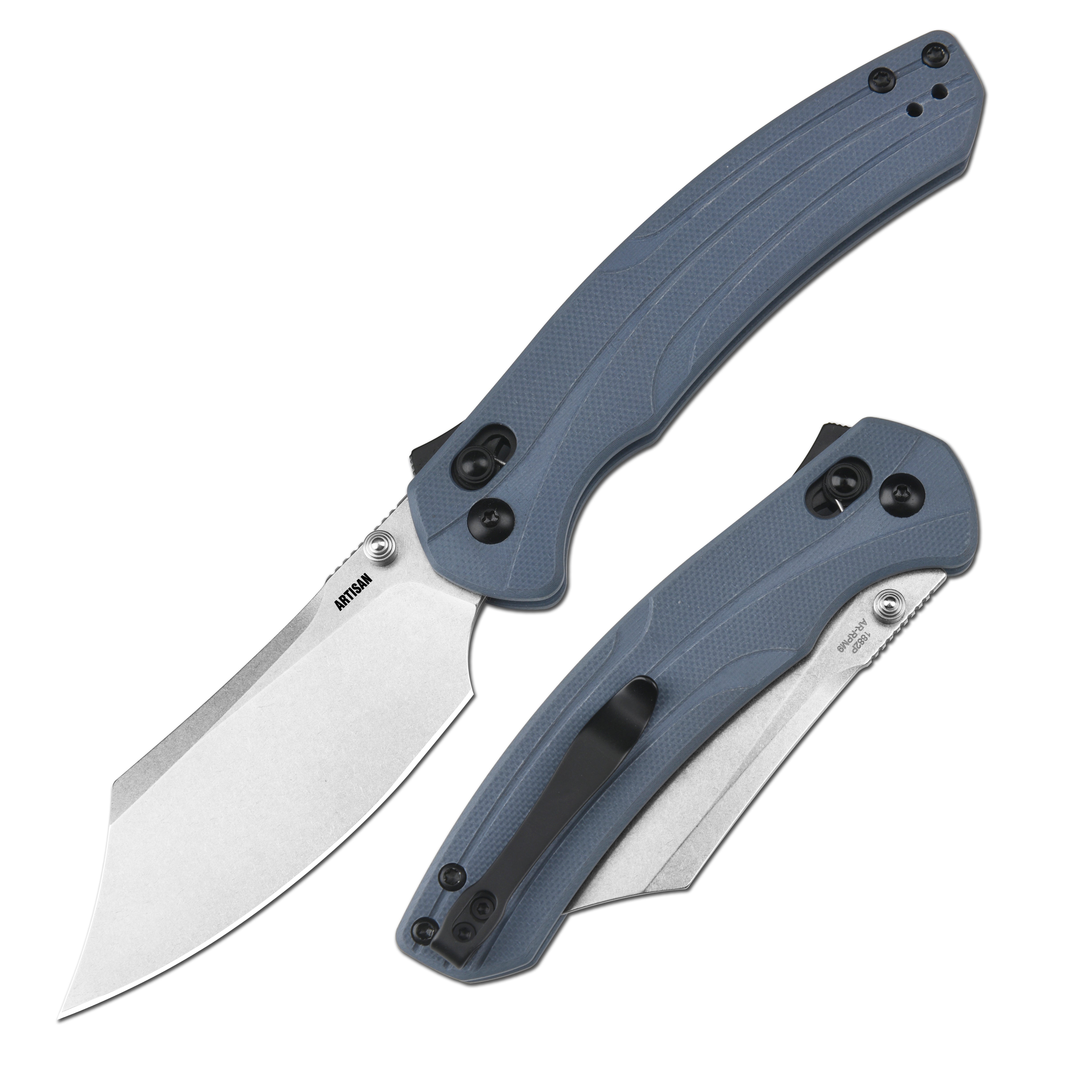 Artisan Cutlery Simoon 1882P folding knife with blue G10 handle