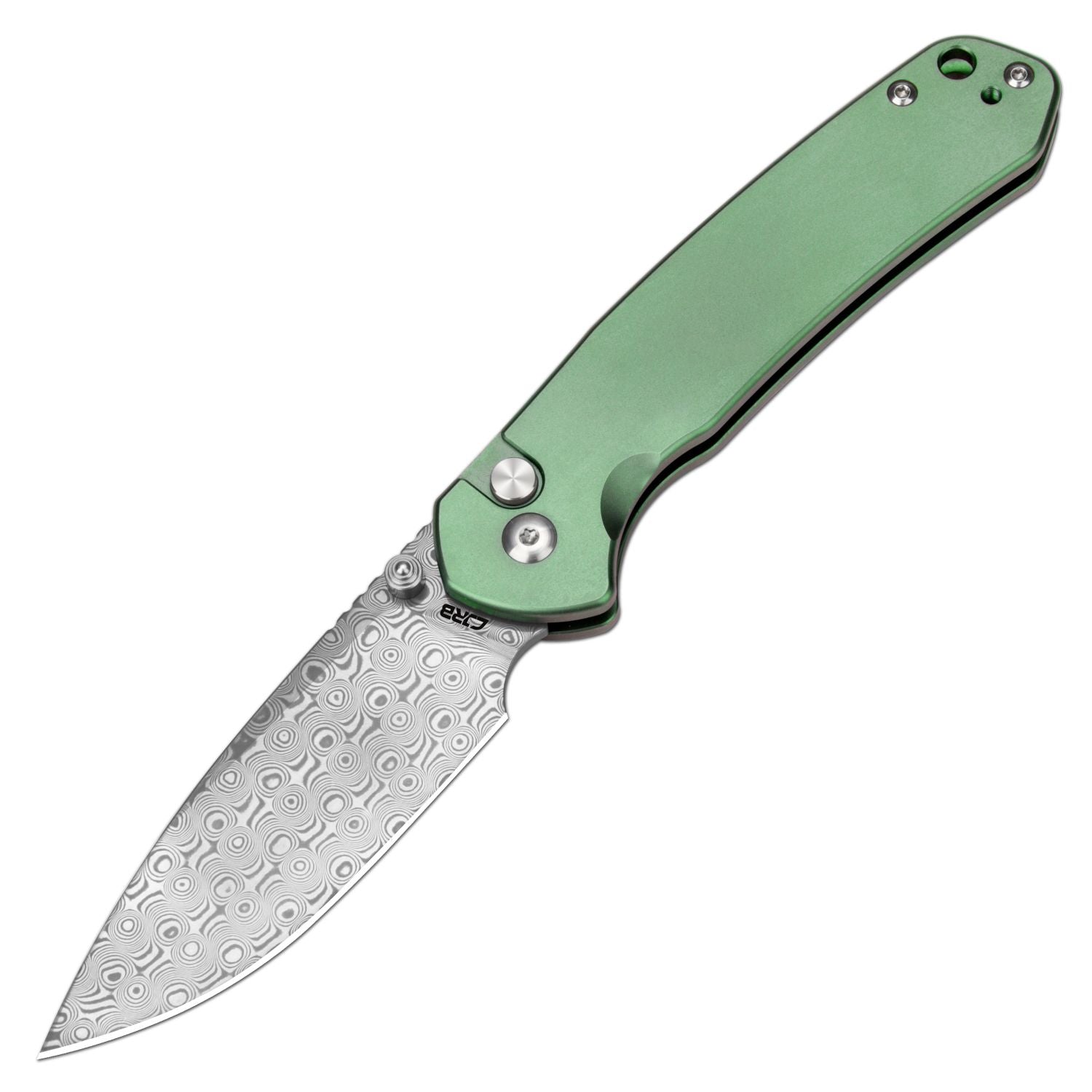 CJRB Pyrite J1925T-GN folding knife with Damascus blade