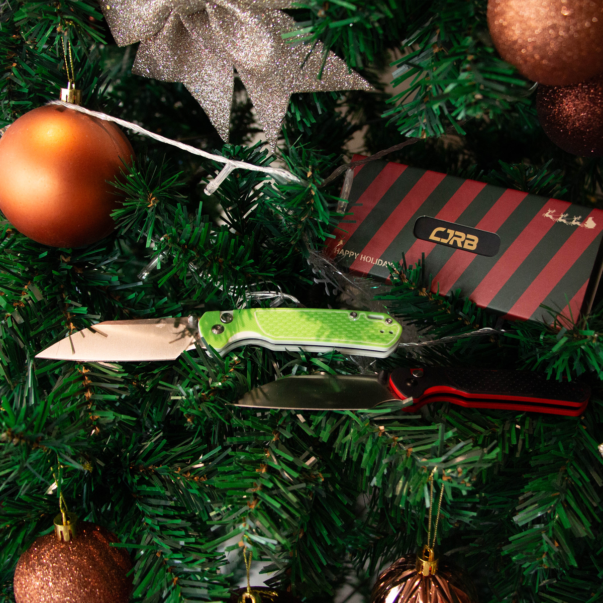CJRB Pyrite-Light J1945 AR-RPM9 Steel G10 Handle Folding Knives (Holiday Exclusive) - Black&Red G10 (J1945-BRE)