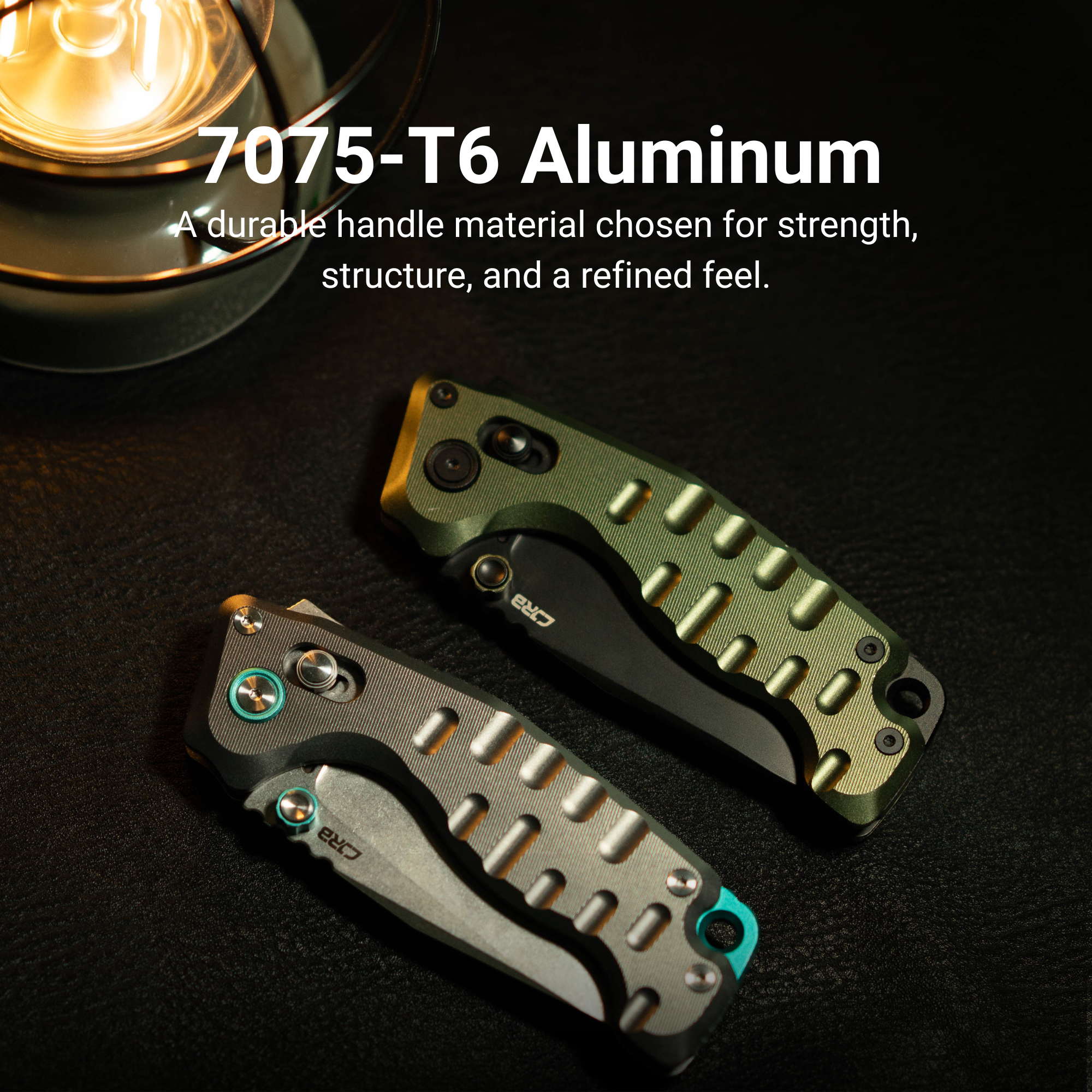 CJRB Doubletap Thumb Stud & Recoil Lock V2 Tatical Knife Green 7075-T6 Aluminum Handle(3.86'' D2 Black PVD Coating Blade) J1970-BAL (Exclusive)