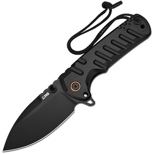 CJRB Tundra Flipper & Thumb Stud & Liner Lock Folding Knife Black 7075-T6 Aluminum Handle (3.78'' D2 Steel Black PVD Coating Blade) J1966-BAL (Exclusive)