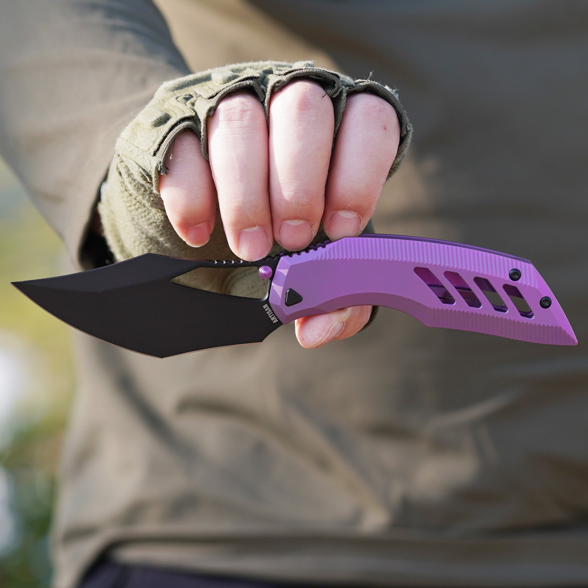 Artisan Cutlery Dark Wing 1887G-BPU folding knife side view