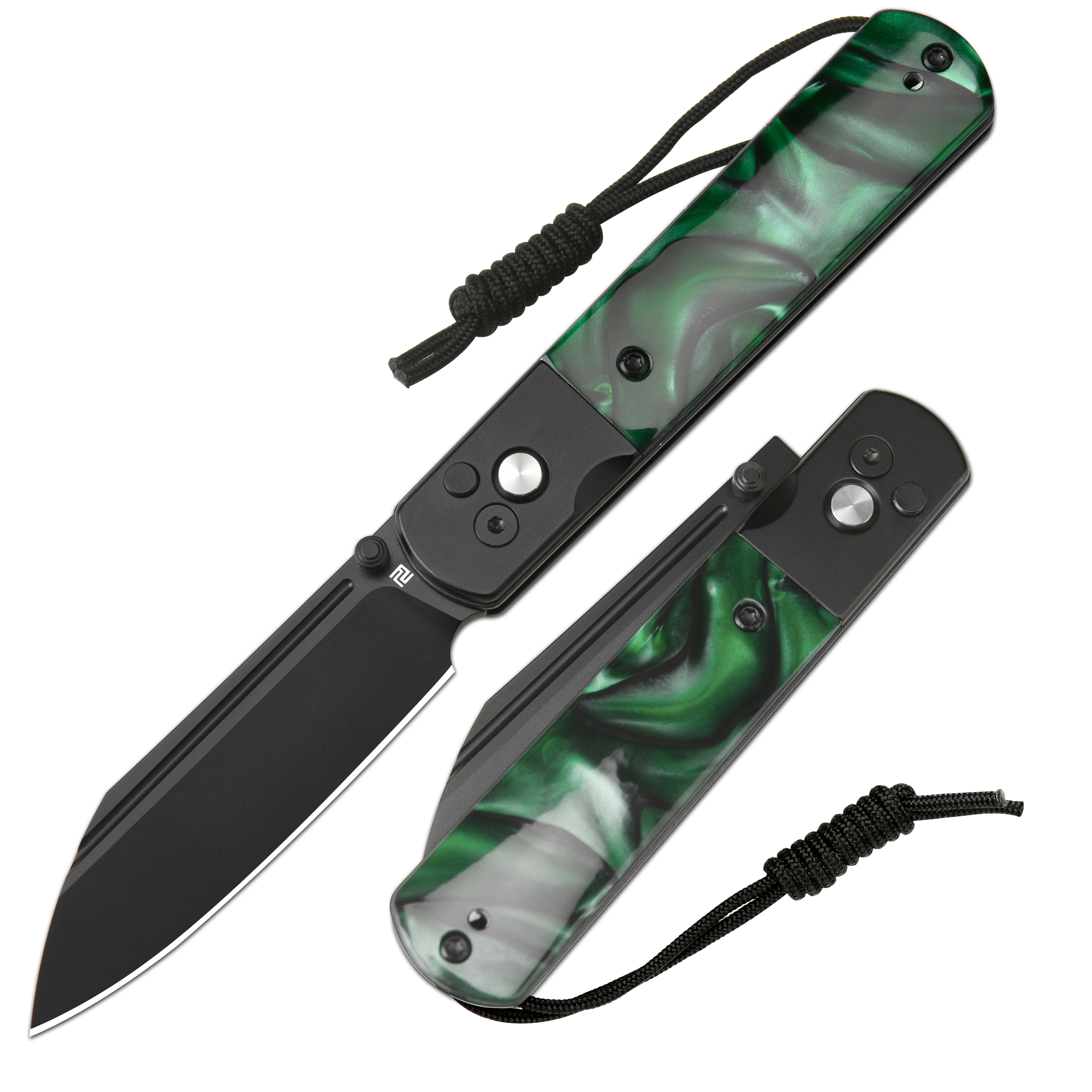 Artisan Cutlery Holm 1875P folding knife with black steel handle