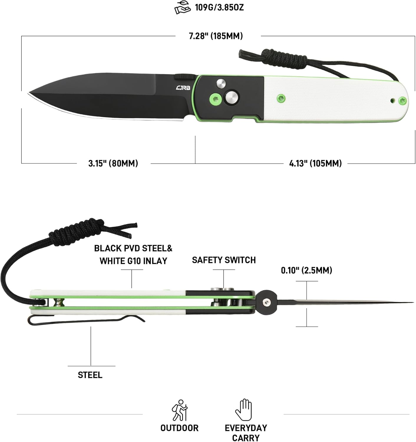 CJRB Locust J1951-BBW knife detail