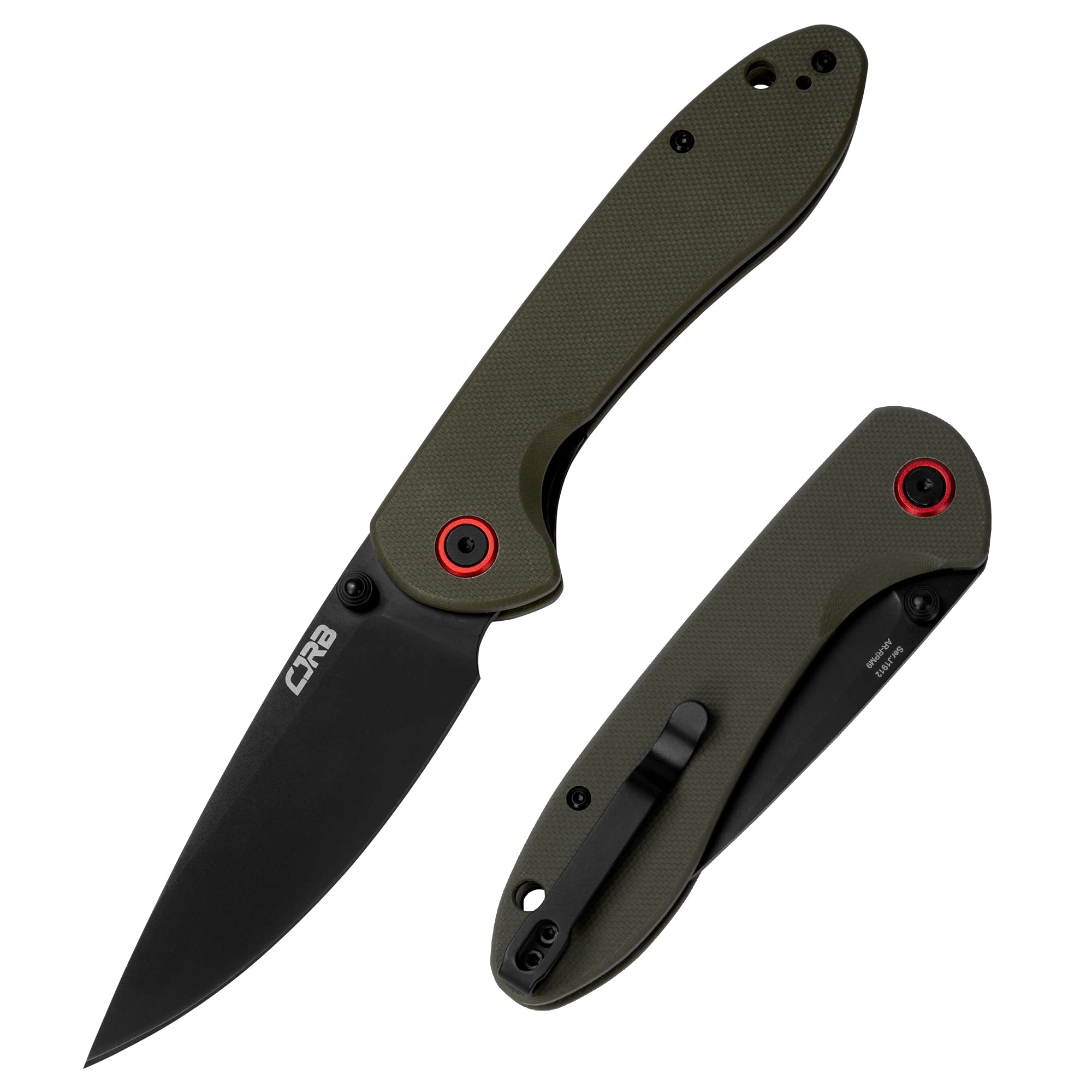 CJRB Feldspar J1912-BGN folding knife with AR-RPM9 black PVD blade