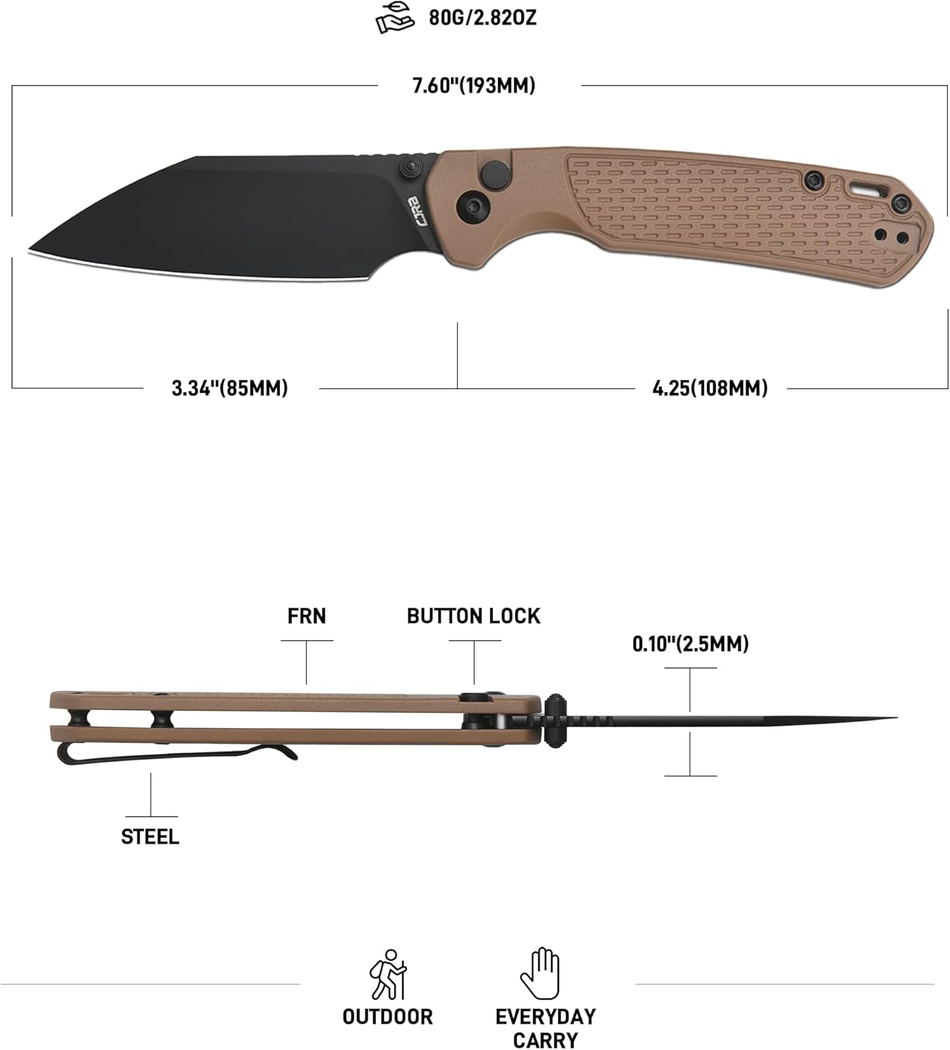 CJRB Pyrite Light J1945-BBN knife detail