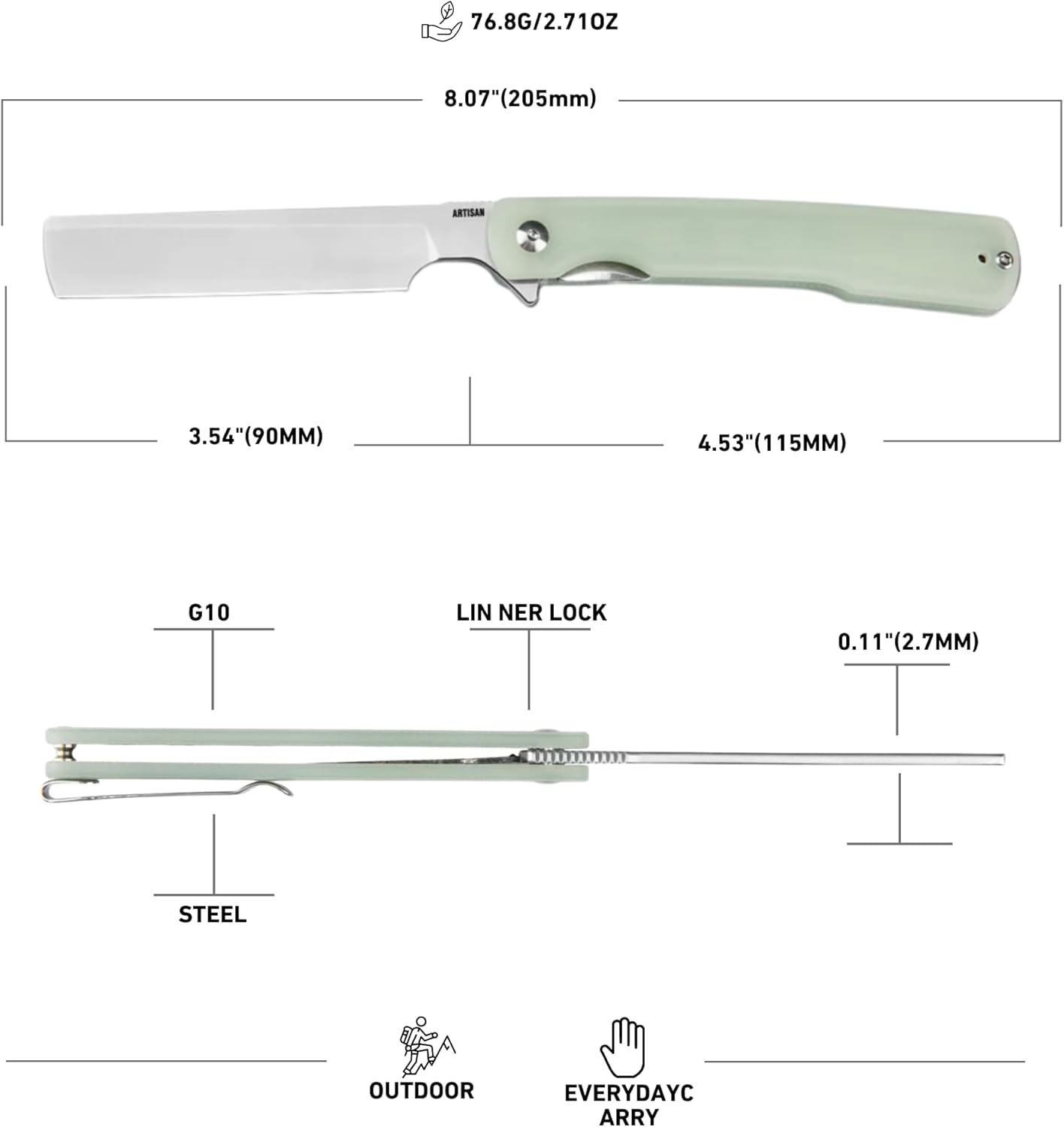 Artisan Cutlery Orthodox V2 1883P-NTG blade profile
