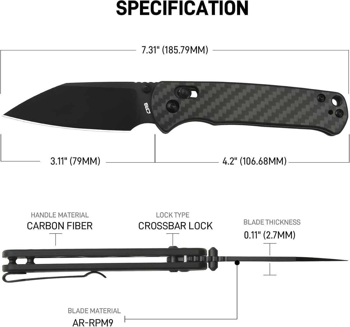 CJRB Hectare-Alt J1935A AR-RPM9 Steel Blade Carbon Fiber Handle Folding Knives