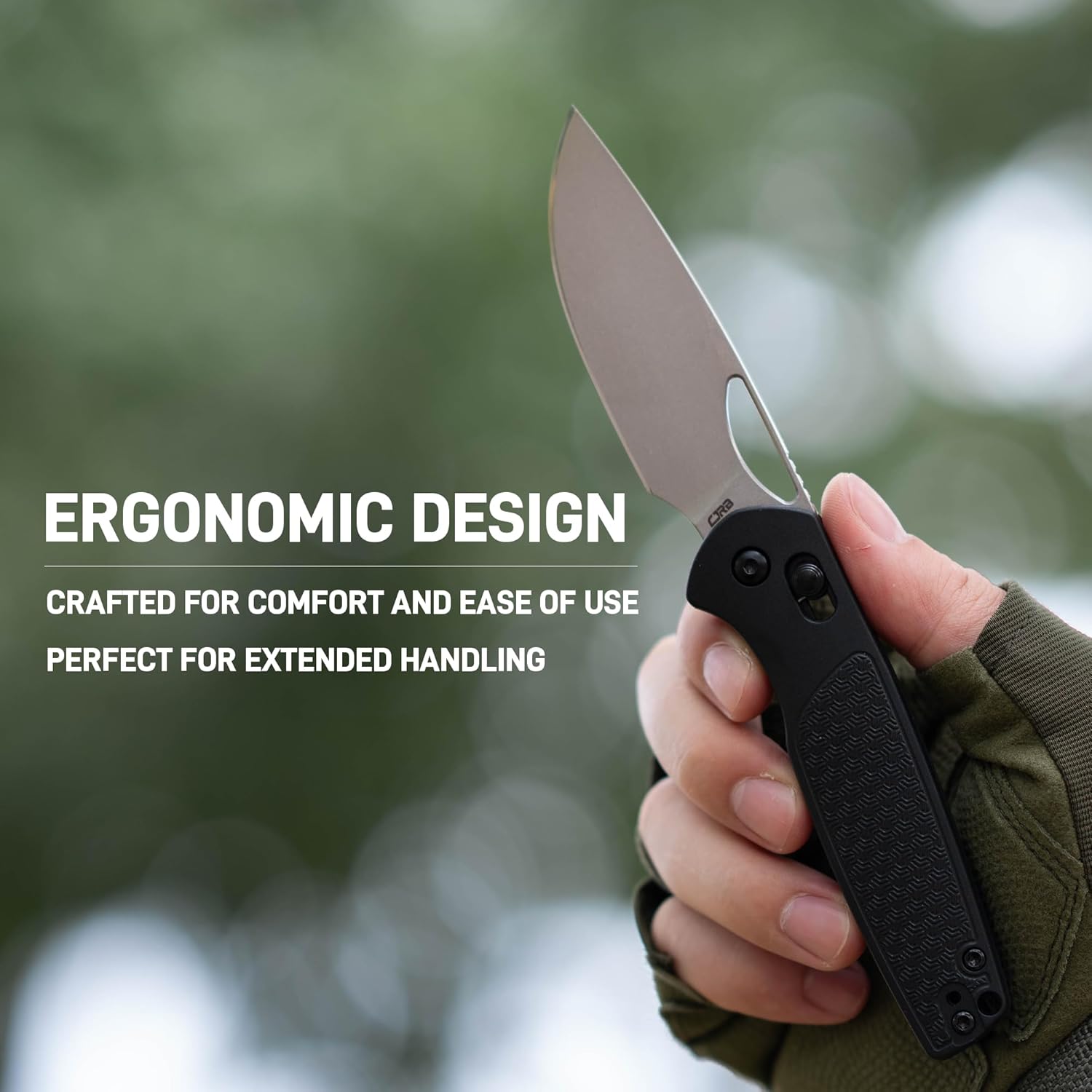 CJRB Acacia J1952 folding knife with black FRN handle