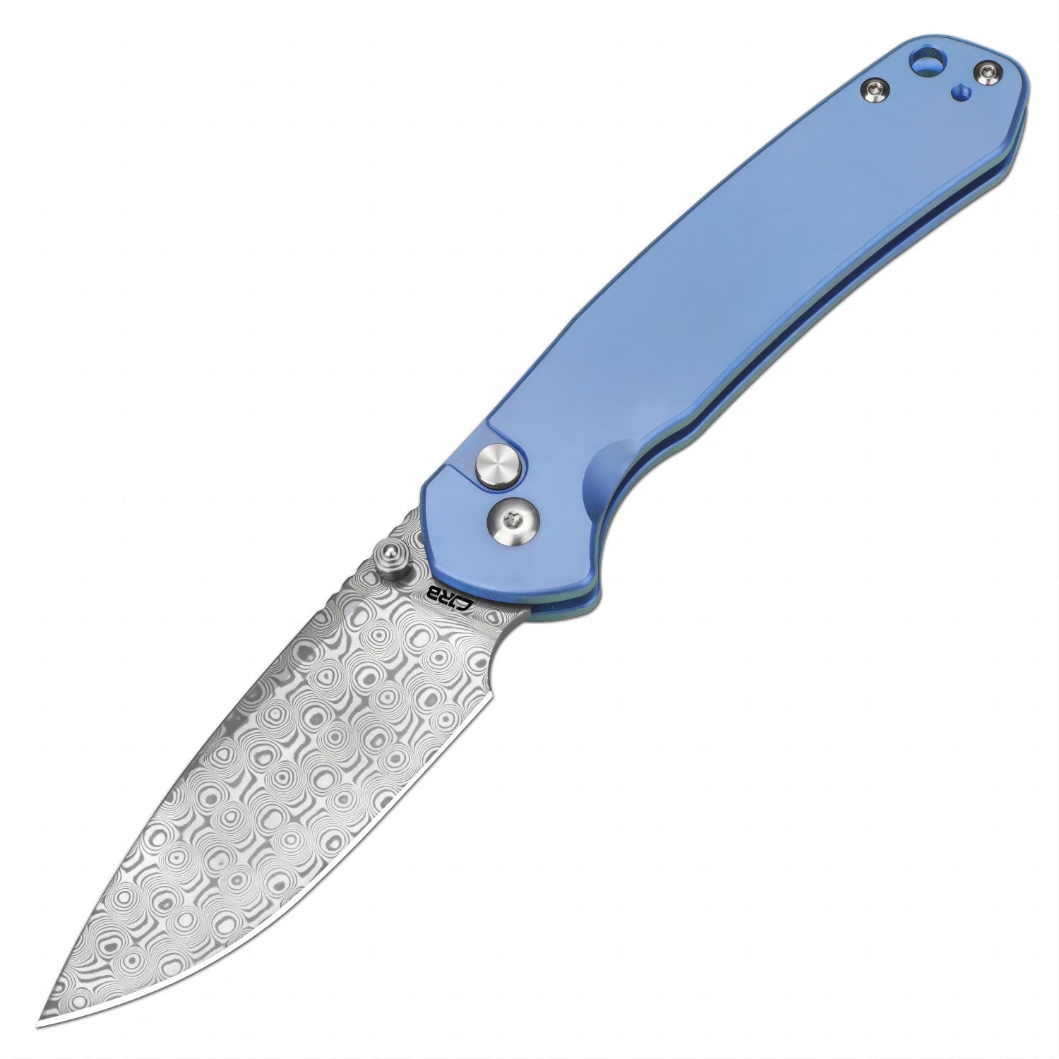 CJRB Pyrite J1925T-BU folding knife with Damascus blade