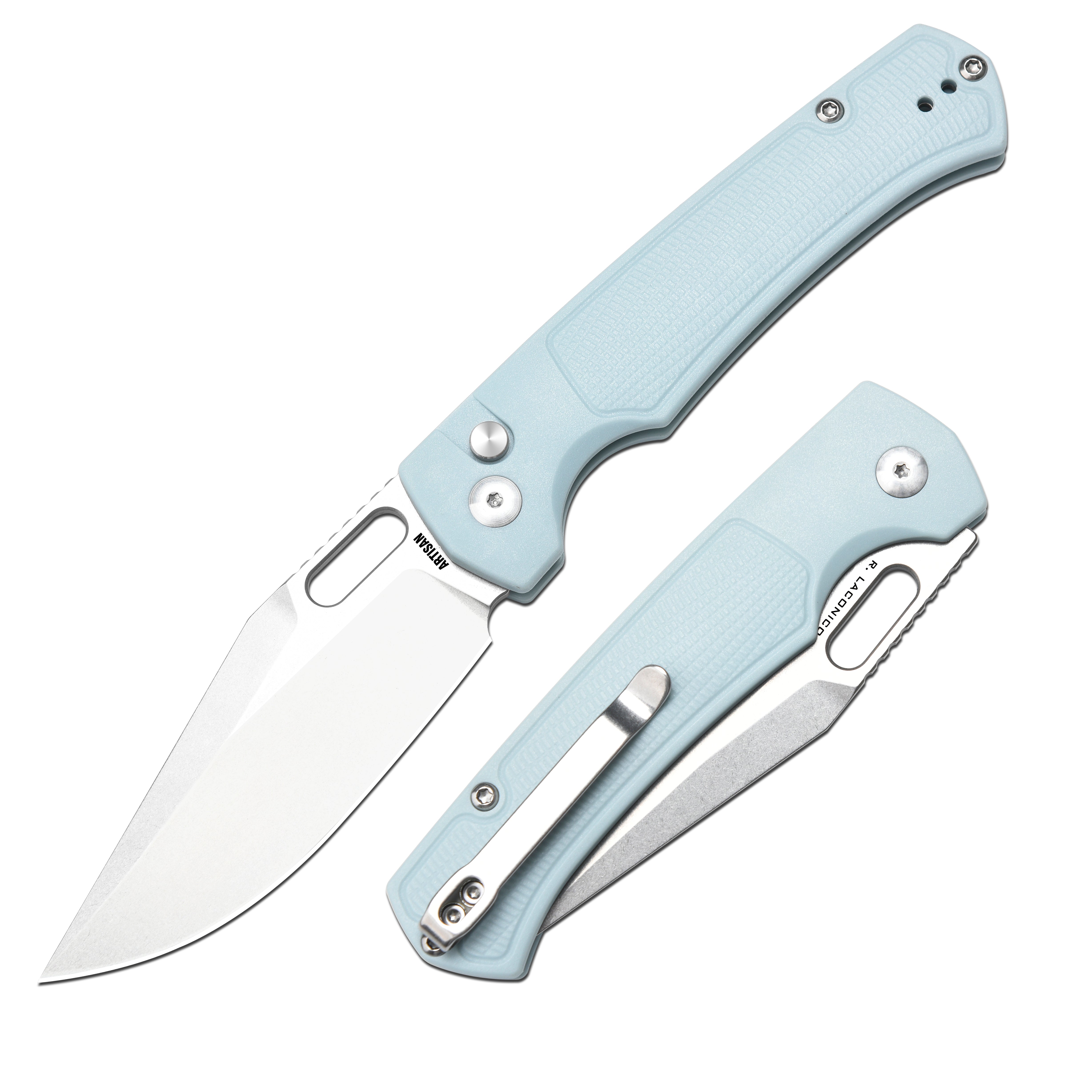 Artisan Cutlery Revel 1867P folding knife with green FRN handle