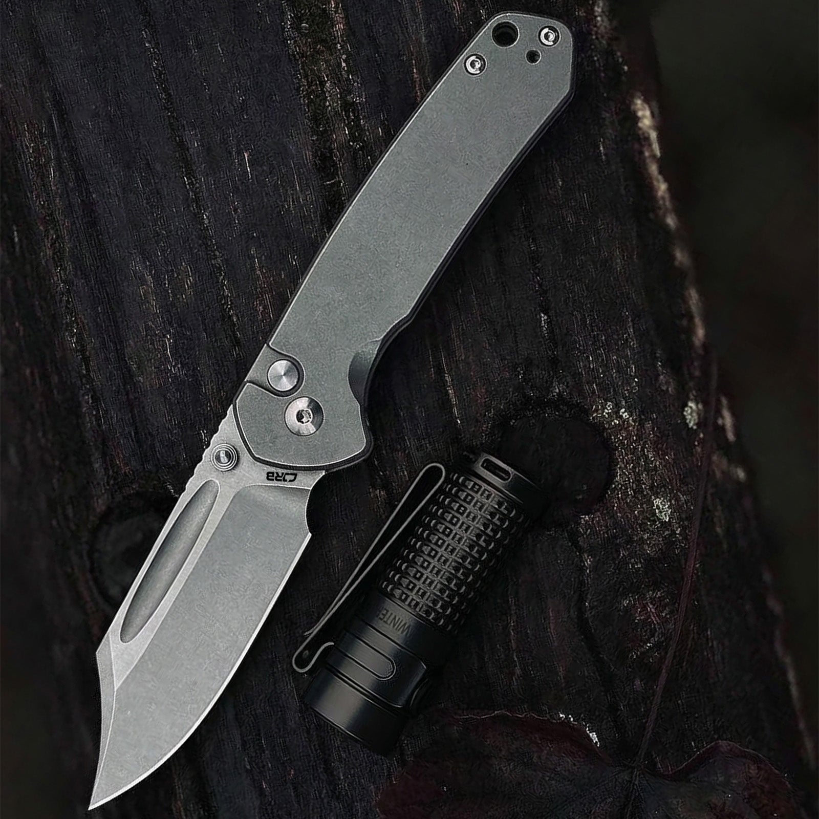 CJRB Bowie Pyrite J1942-ST folding knife side view