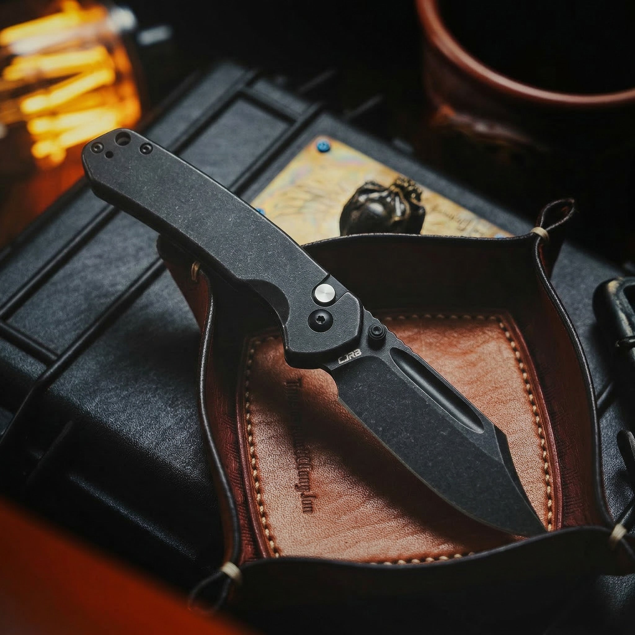 CJRB Bowie Pyrite J1942-BST folding knife side view