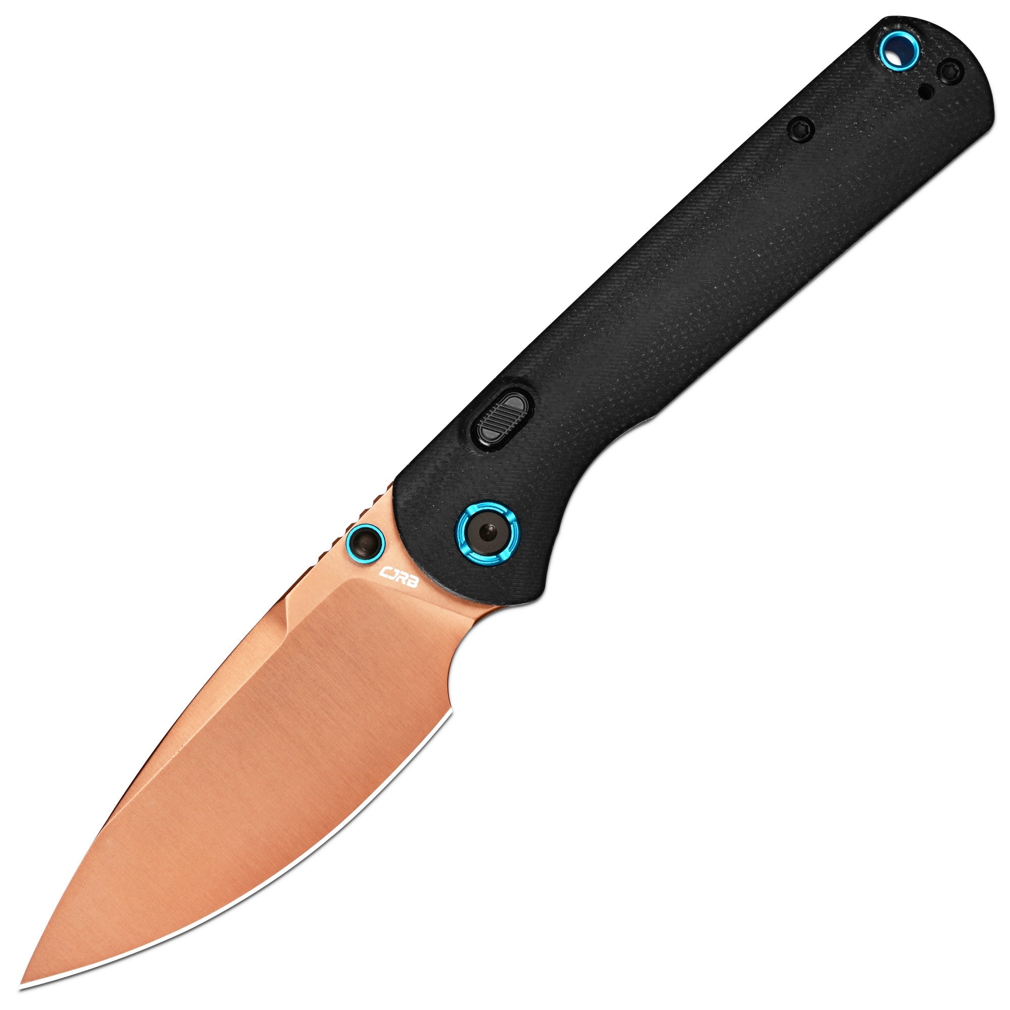 CJRB Latitude Thumb Stud & Top Liner Lock Folding Knife Black Micarta Handle (3.47'' Rose Gold AR-RPM9 Steel Blade) J1975-RBK (Exclusive)